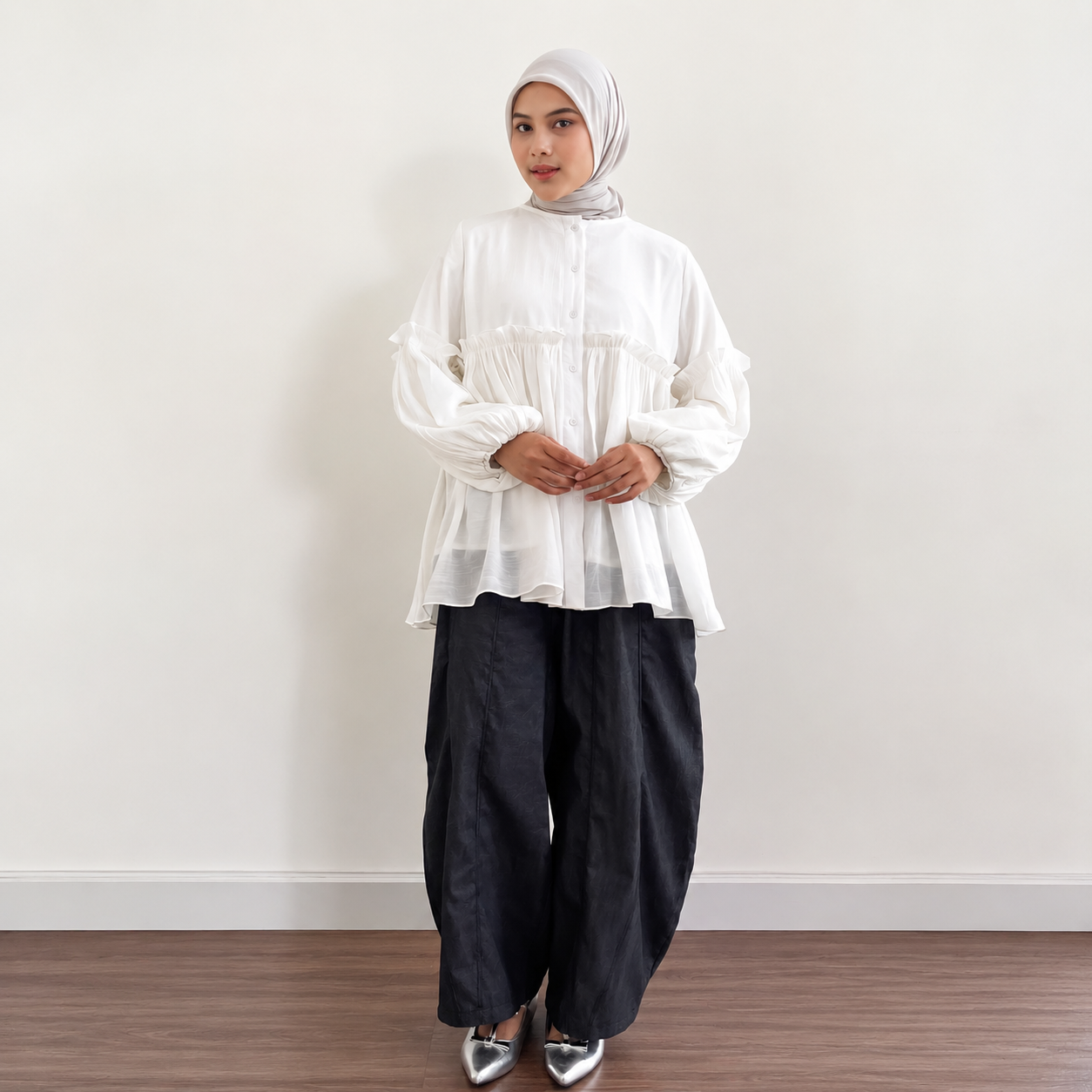 Image of Eclemix Atasan Wanita Loose Babydoll Ruffle Namia Top