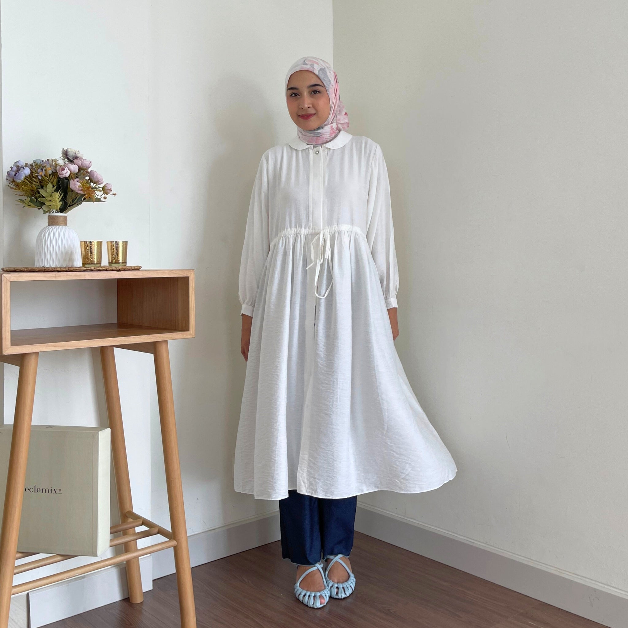Eclemix Midi Dress Namuu | Gamis Wanita Kancing Depan