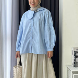 Image of Eclemix Top Naomi | Atasan Wanita Blouse Polos Kerah Peterpan