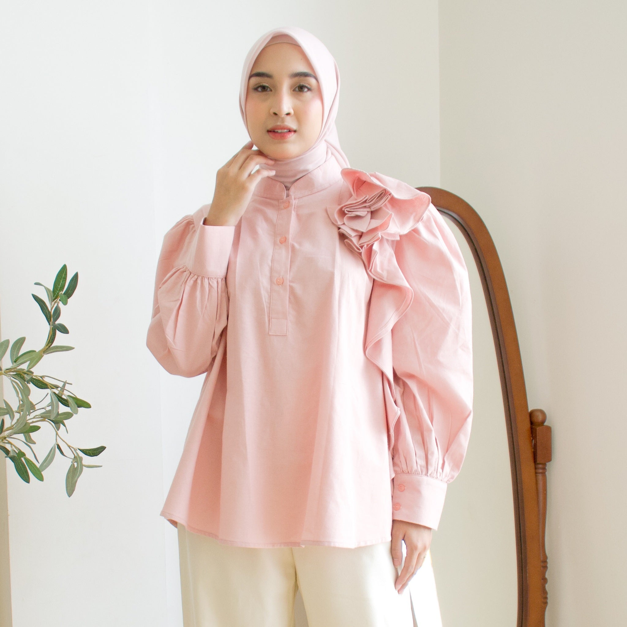 Image of Eclemix Top Nara | Atasan Wanita Blouse Polos Ruffle