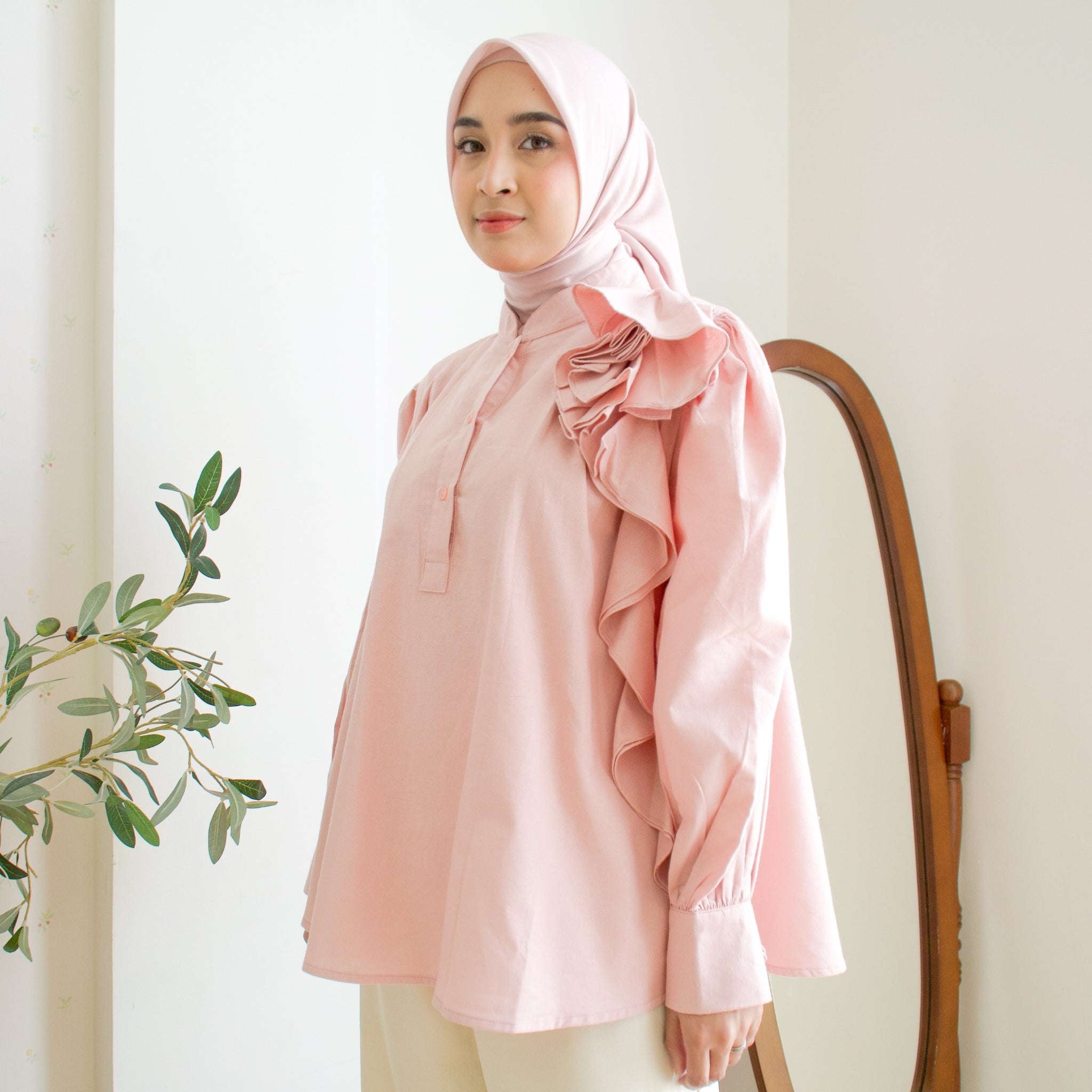 Image of Eclemix Top Nara | Atasan Wanita Blouse Polos Ruffle