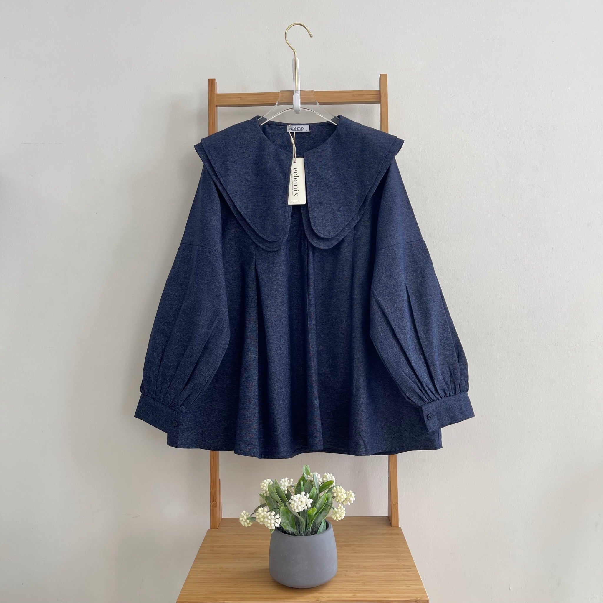 Eclemix Top Numa | Atasan Wanita Blouse Kerah Tumpuk