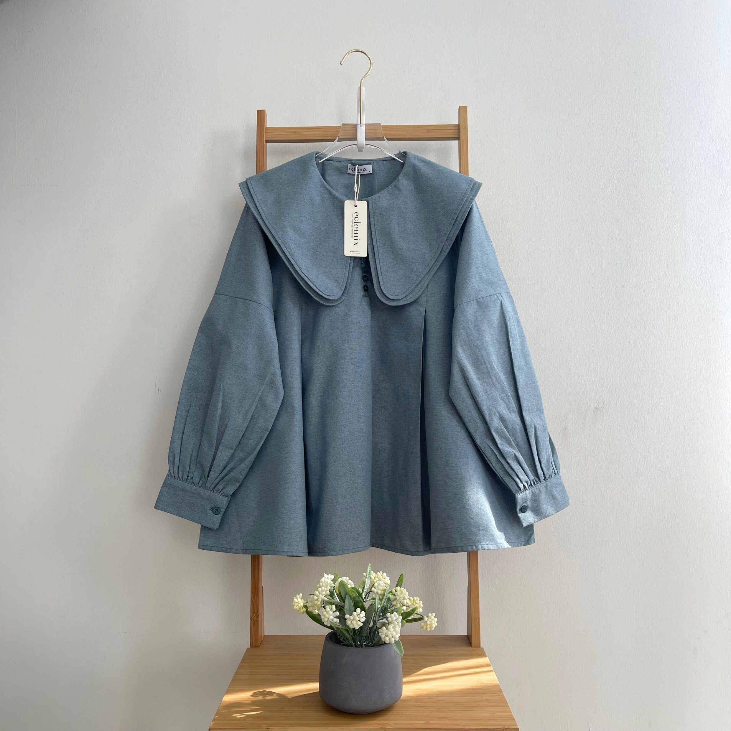 Eclemix Top Numa | Atasan Wanita Blouse Kerah Tumpuk