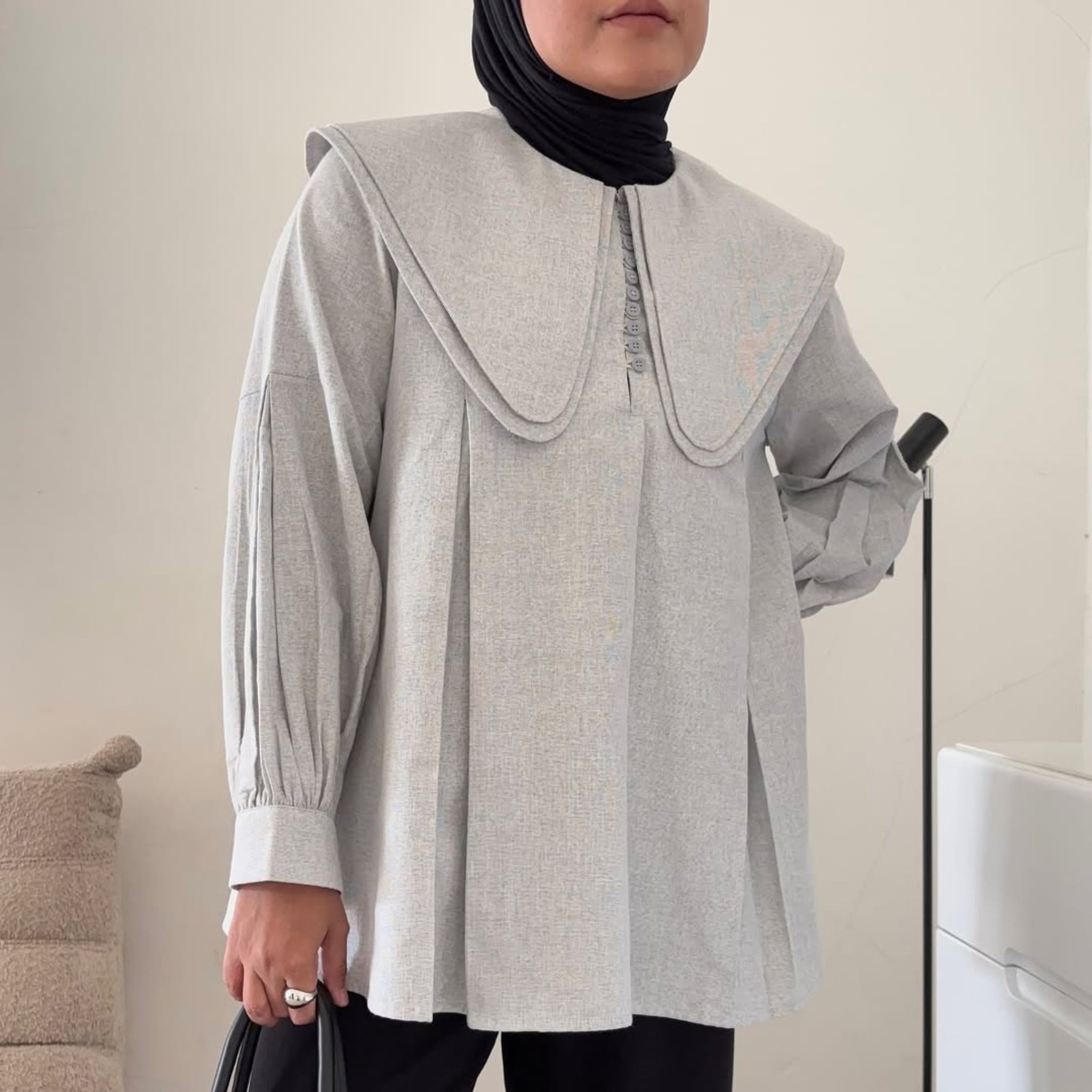 Eclemix Top Numa | Atasan Wanita Blouse Kerah Tumpuk