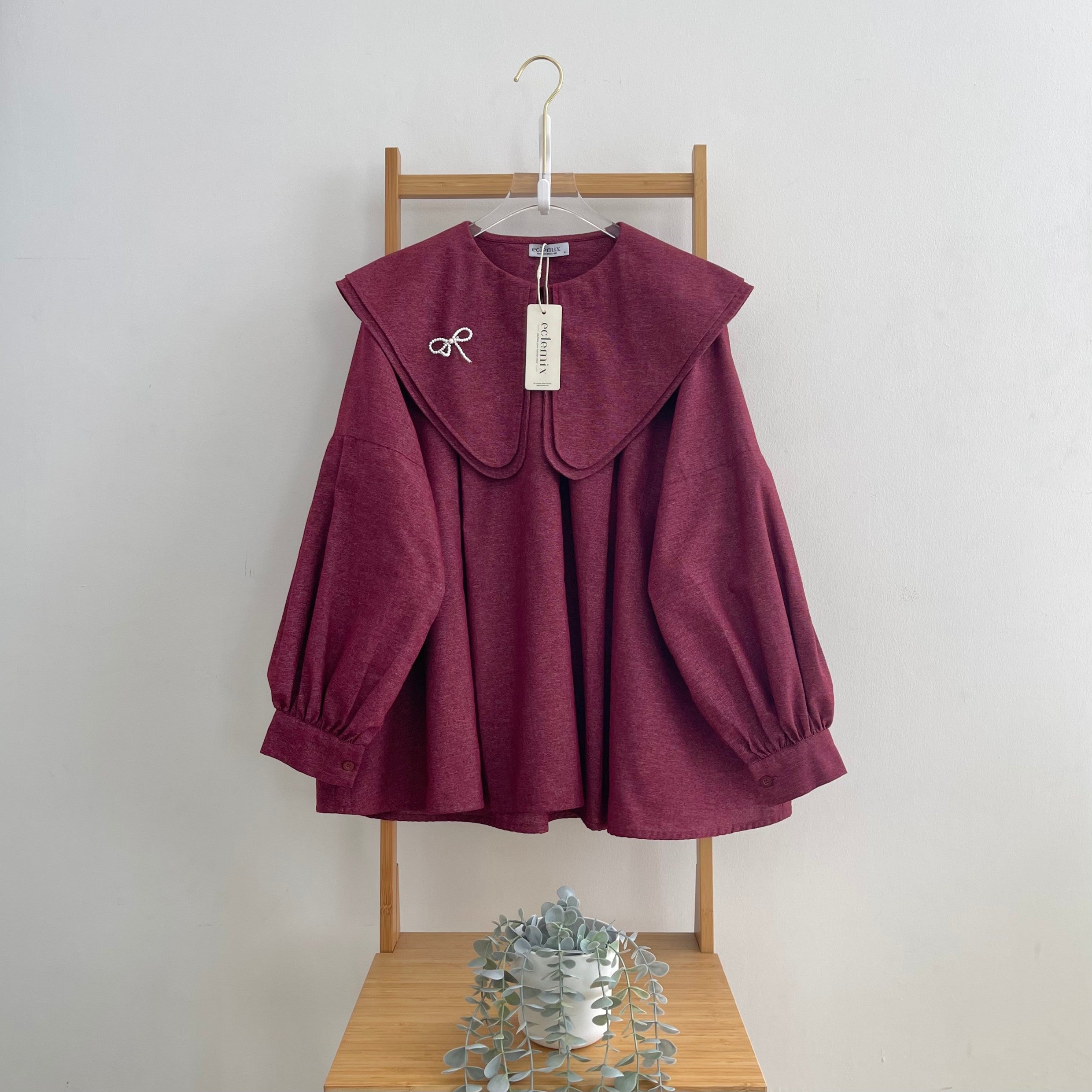Eclemix Top Numa | Atasan Wanita Blouse Kerah Tumpuk