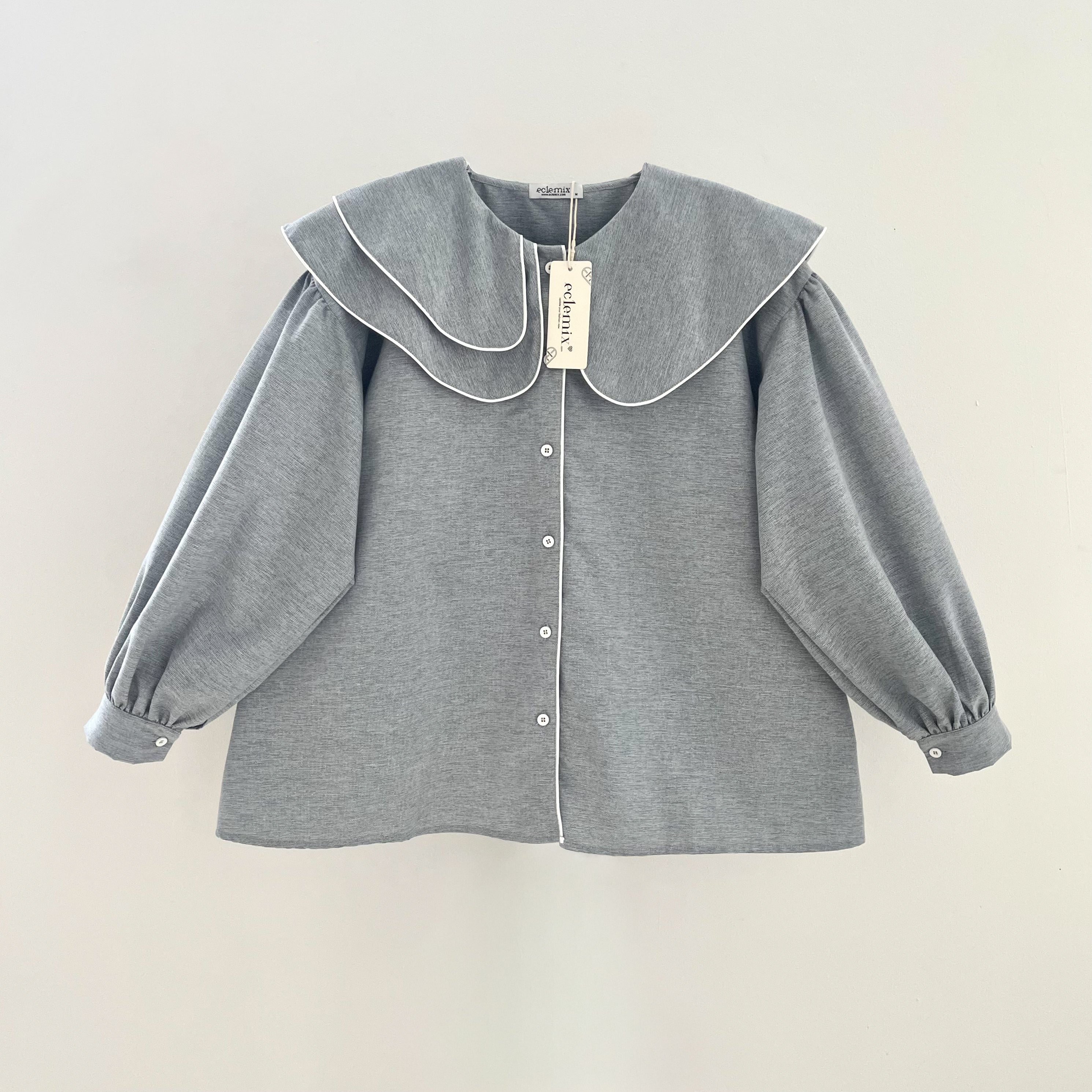 Image of Eclemix Top Omila | Blouse Wanita Puff Sleeve Kerah Lebar