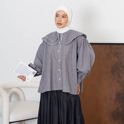 Image of Eclemix Top Omila | Blouse Wanita Puff Sleeve Kerah Lebar