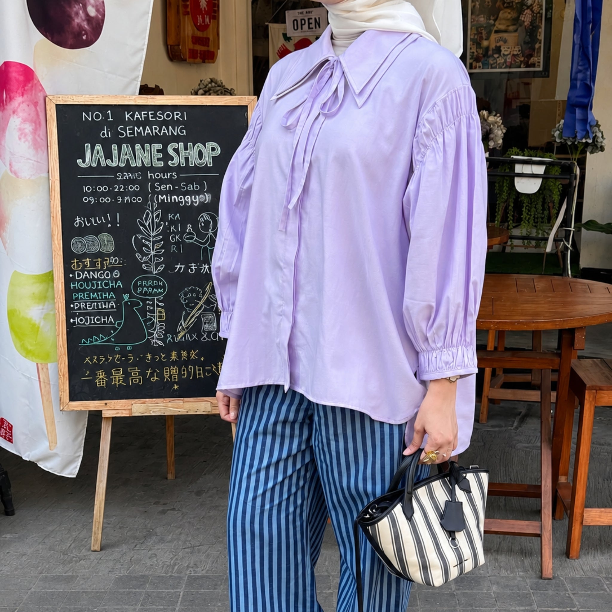 Image of Eclemix Atasan Wanita Casual Loose Fit Puff Sleeve Top Jiyo
