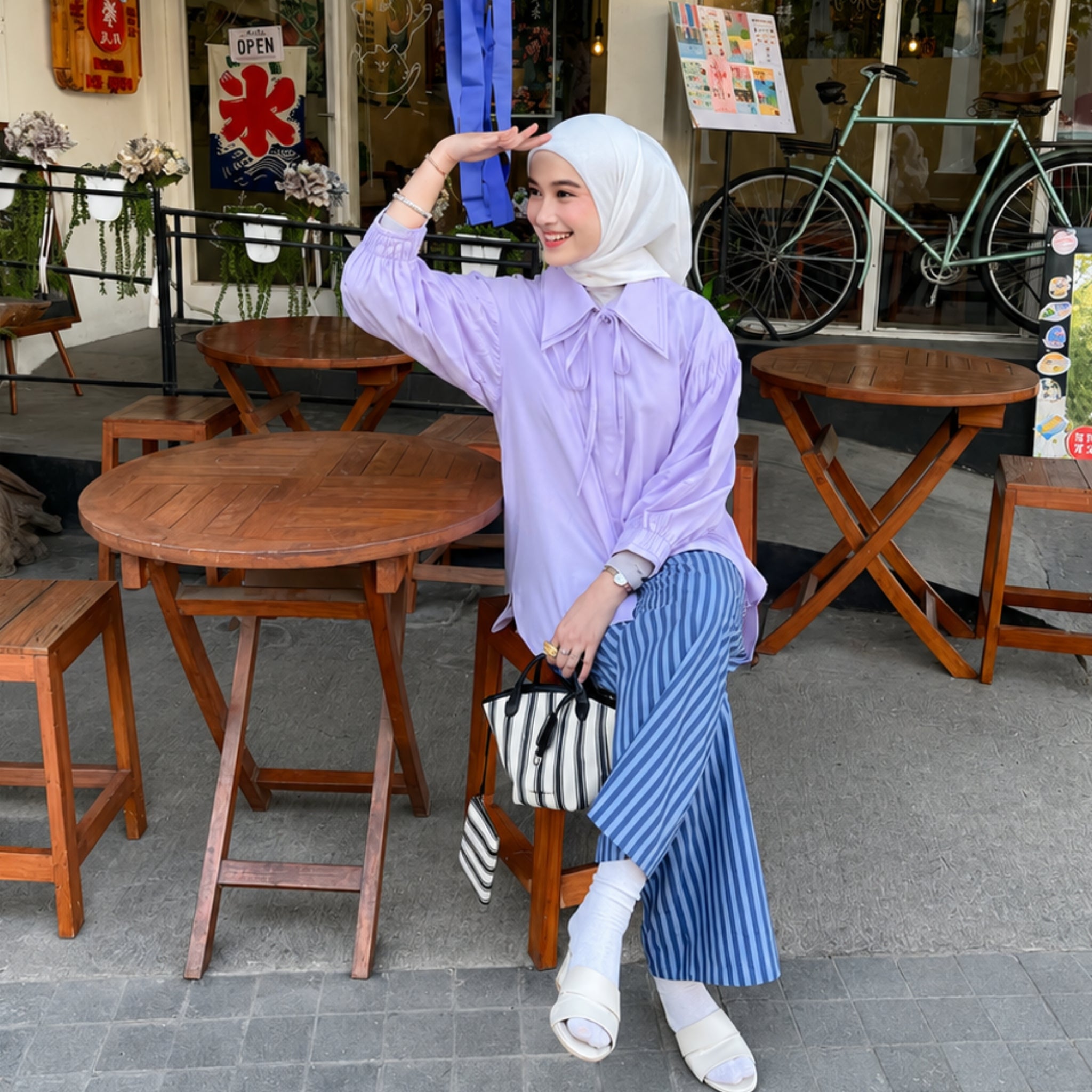 Image of Eclemix Atasan Wanita Casual Loose Fit Puff Sleeve Top Jiyo