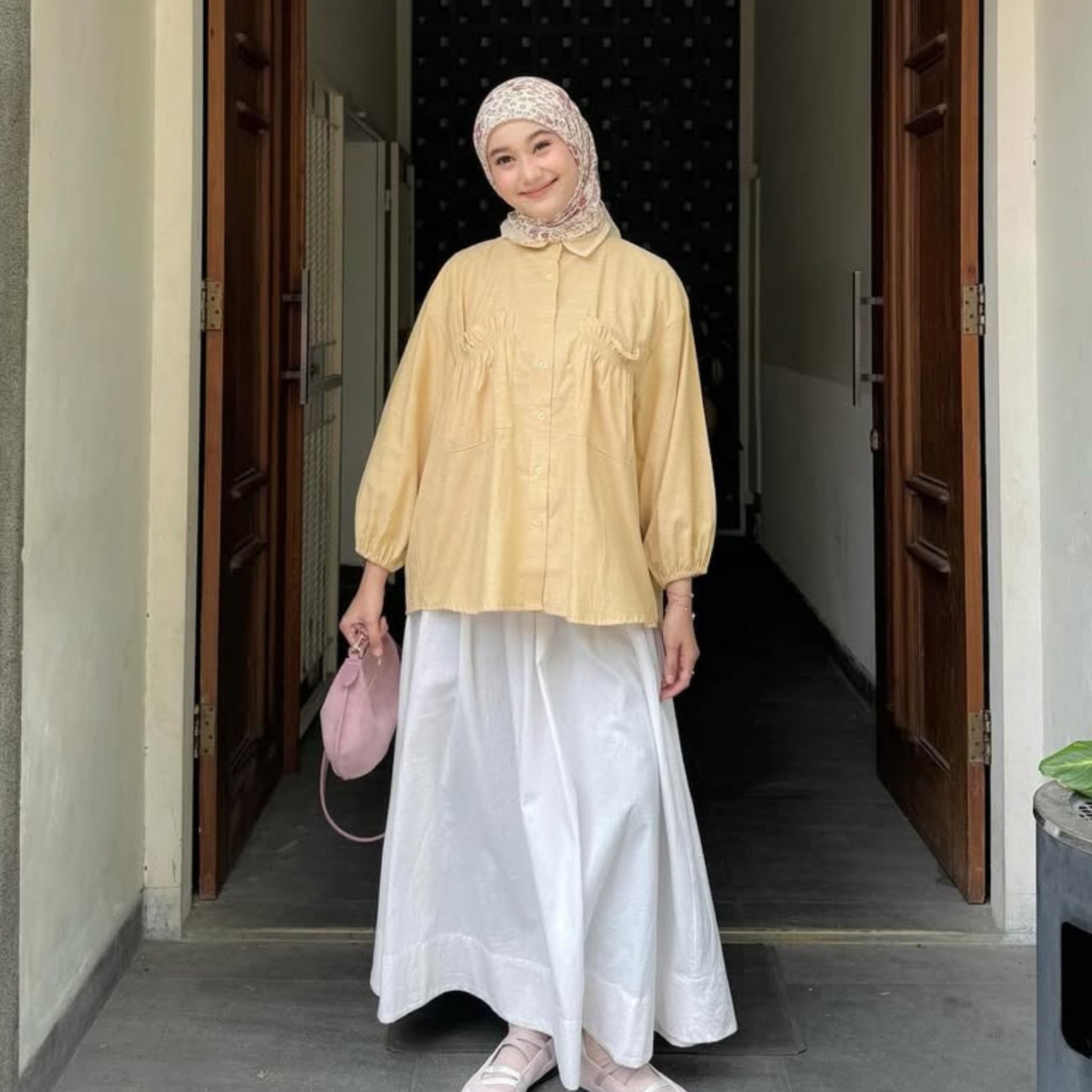 Eclemix Top Yumana | Atasan Wanita Kemeja Daily Basic Saku Loose