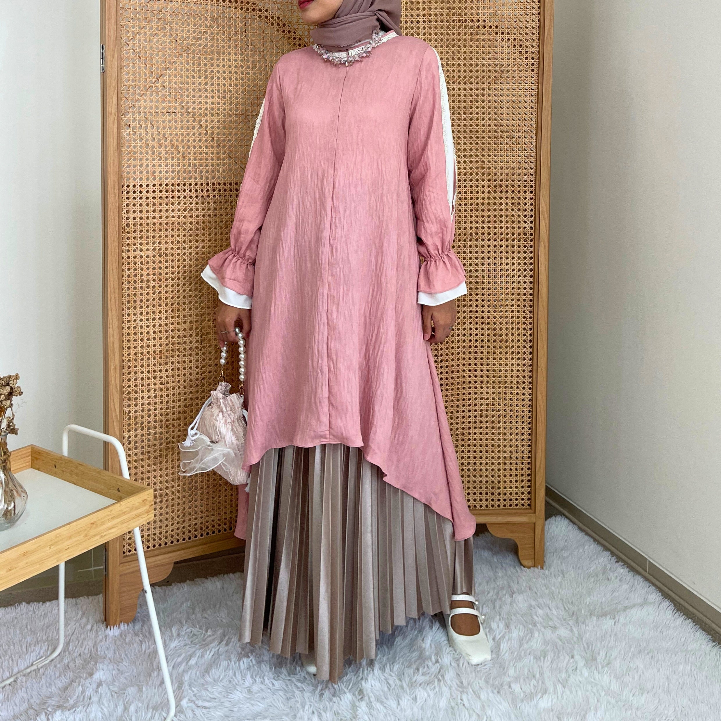 Eclemix Tunic Reya | Atasan Wanita Tunic Mewah Resleting Depan | Baju Pesta Kondangan