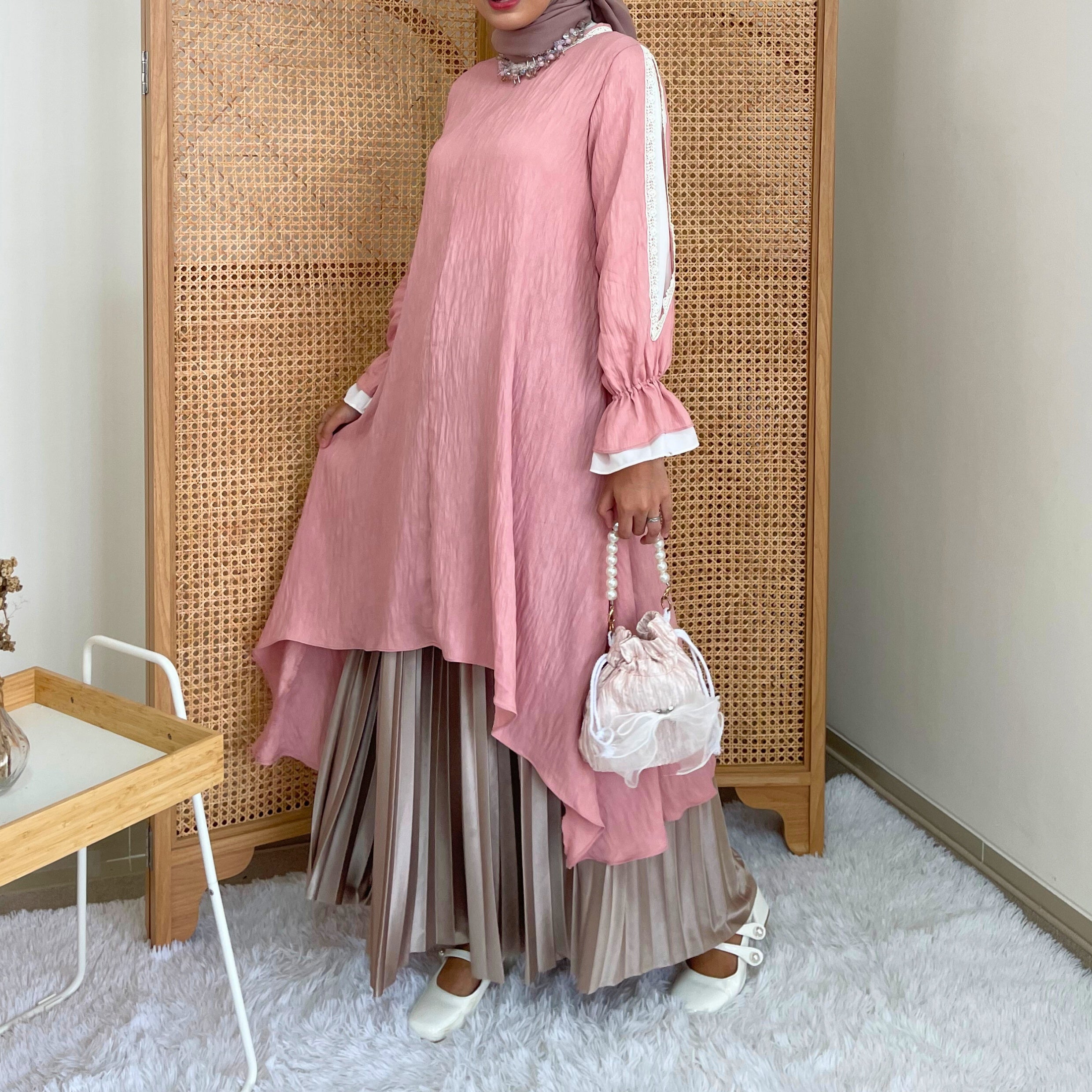 Eclemix Tunic Reya | Atasan Wanita Tunic Mewah Resleting Depan | Baju Pesta Kondangan