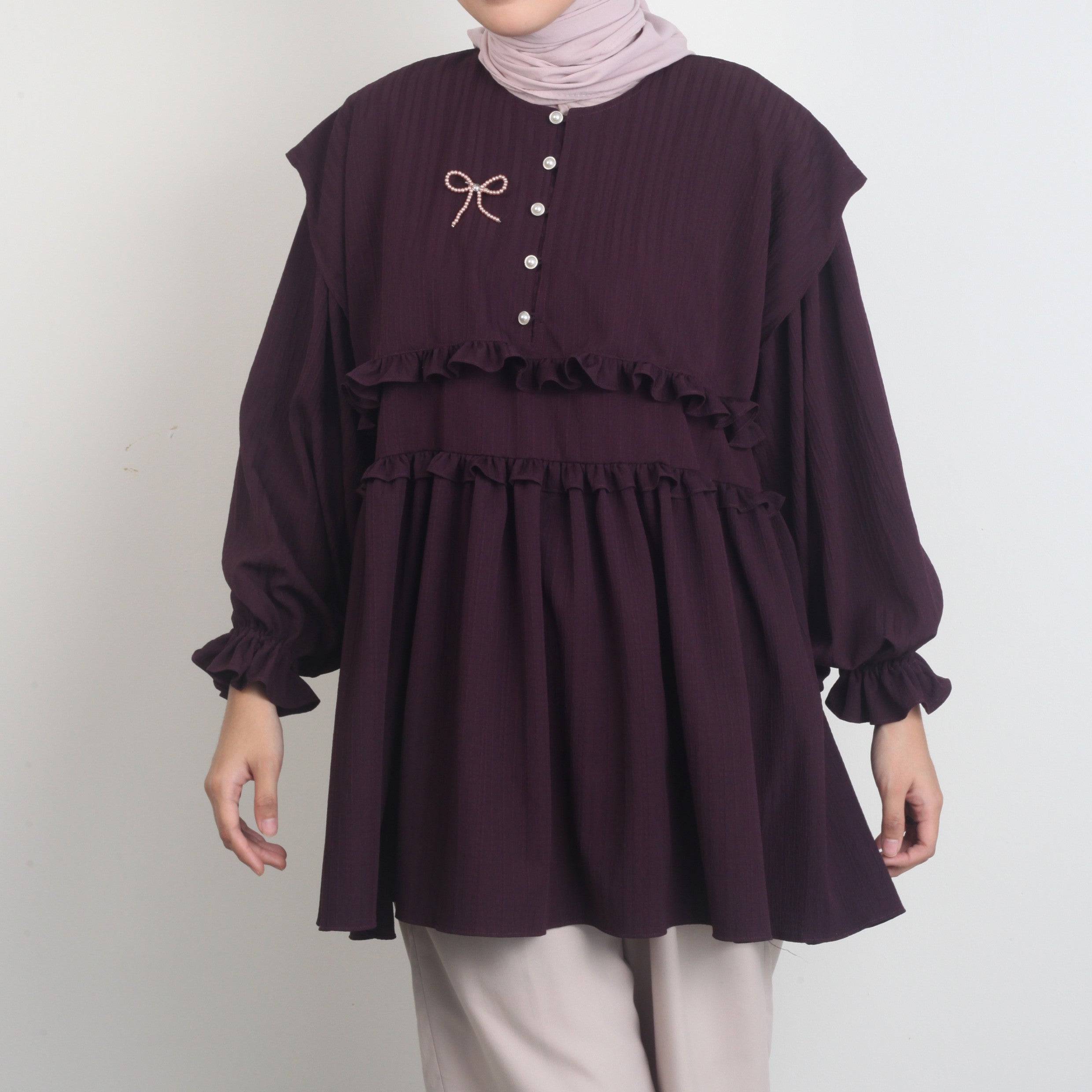 Eclemix Top Rura | Atasan Wanita Blouse Layer Lengan Balon