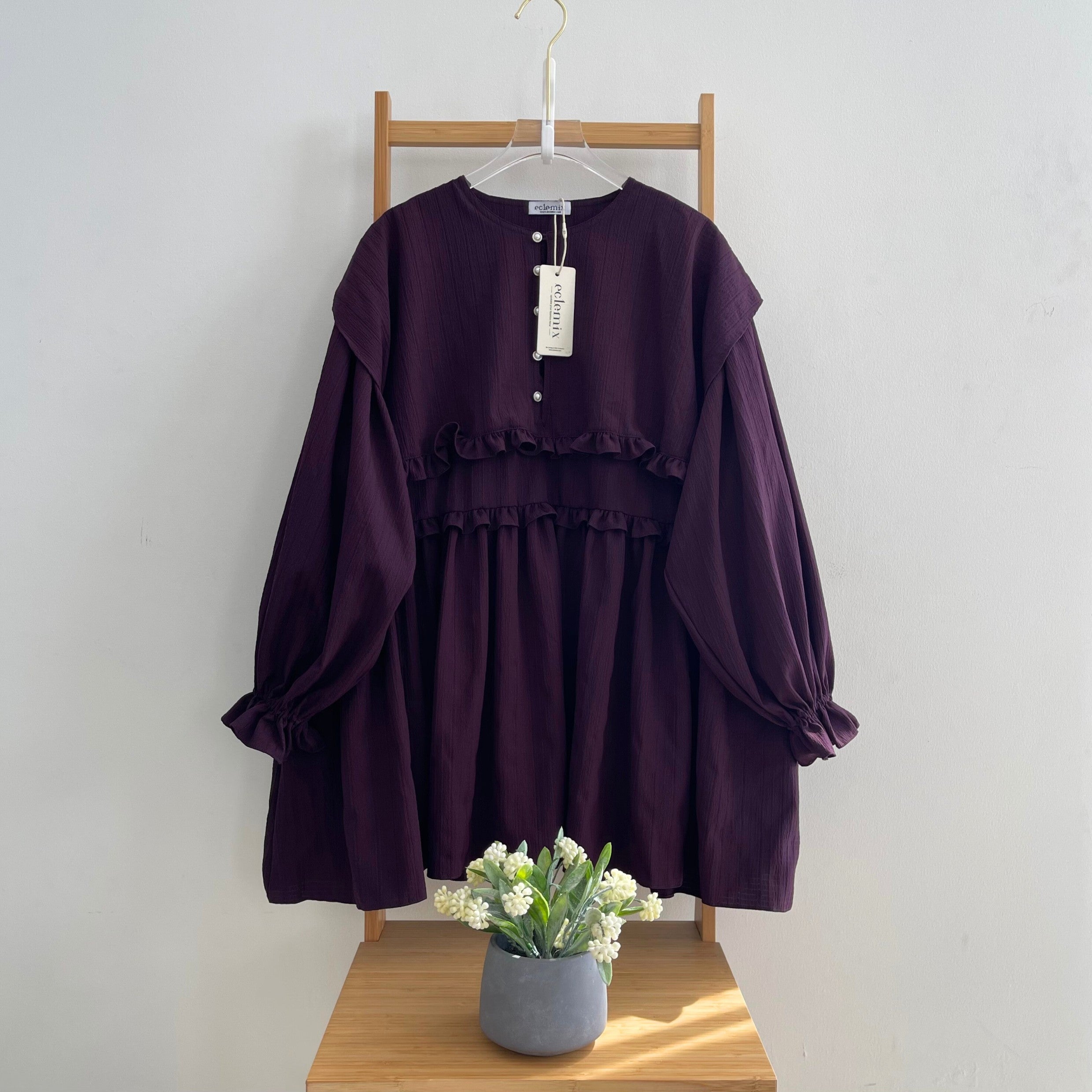 Eclemix Top Rura | Atasan Wanita Blouse Layer Lengan Balon