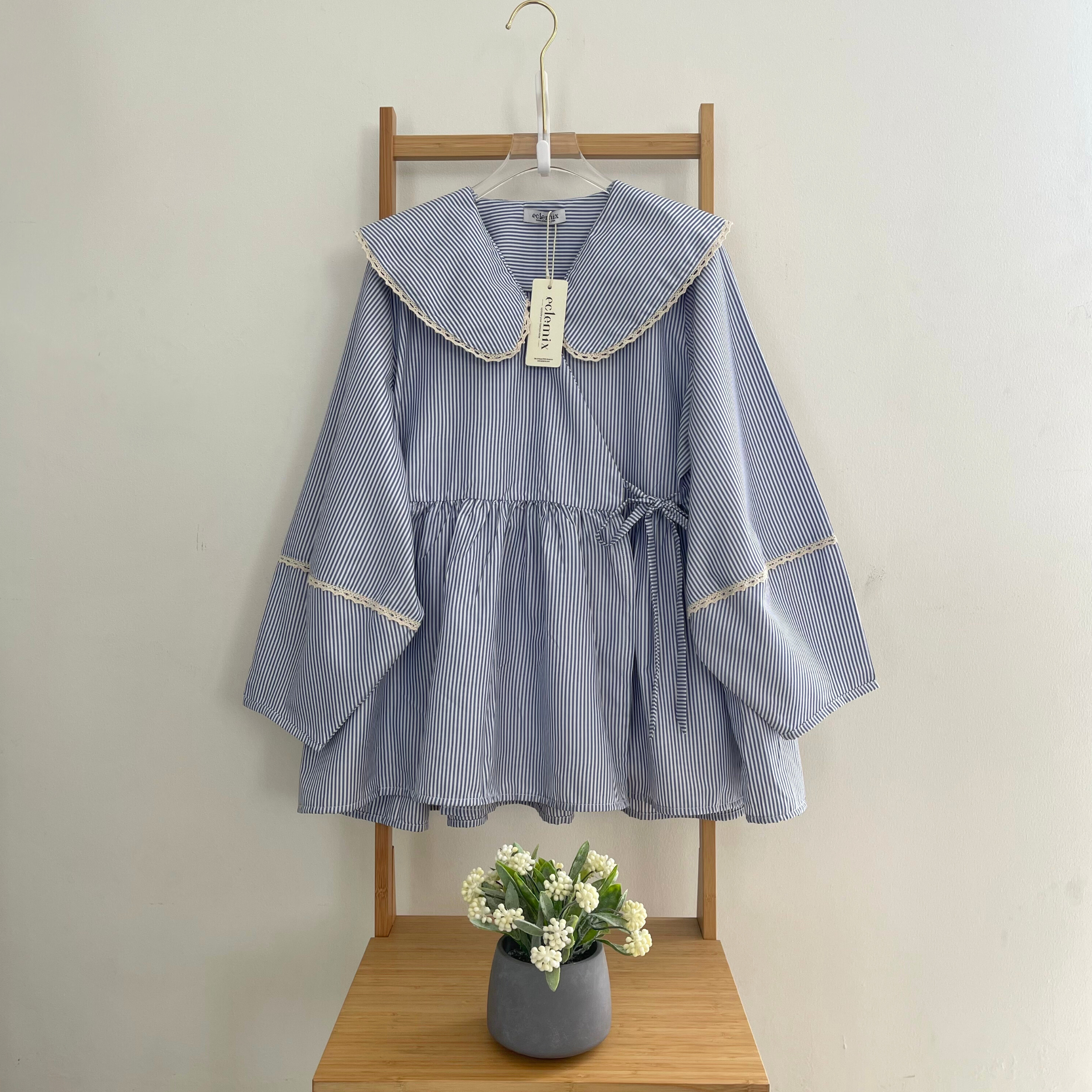 Image of Eclemix Top Ryusa | Atasan Wanita Blouse Kimono Motif Stripe