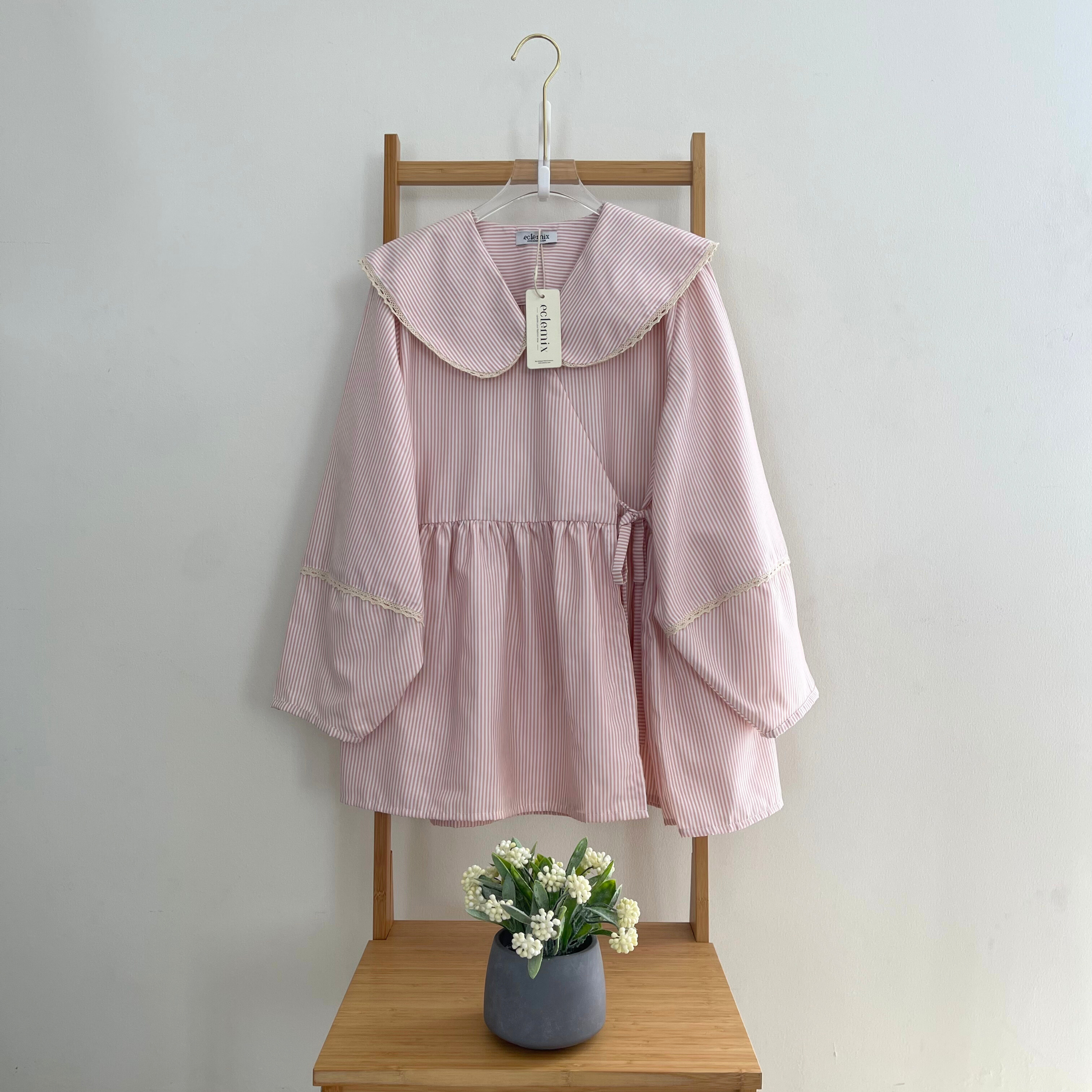 Eclemix Top Ryusa | Atasan Wanita Blouse Kimono Motif Stripe