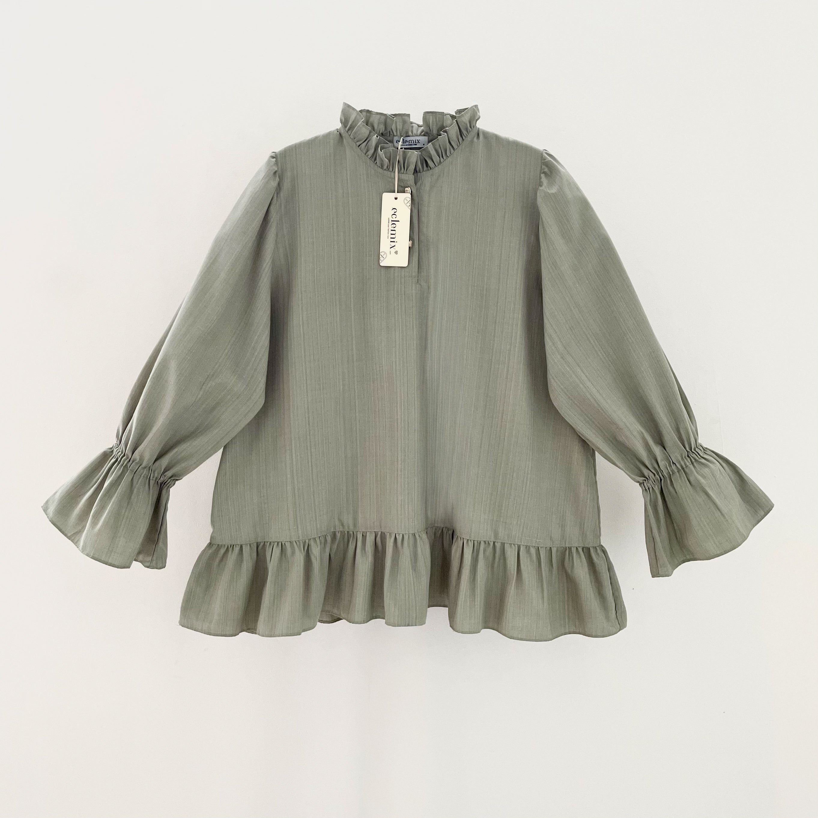 Image of Eclemix Top Sanata | Atasan Wanita Blouse Lengan Panjang Kerah Frill