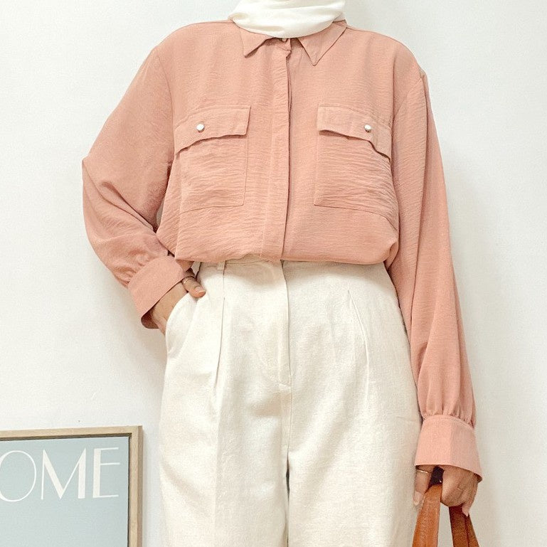 Eclemix Top Niki |Atasan Kemeja Wanita Daily Basic Polos