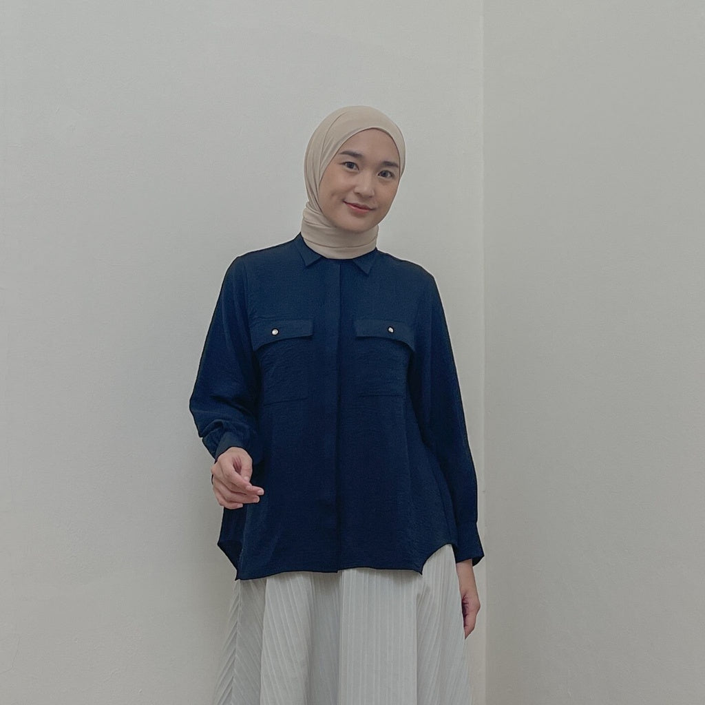 Eclemix Top Niki |Atasan Kemeja Wanita Daily Basic Polos