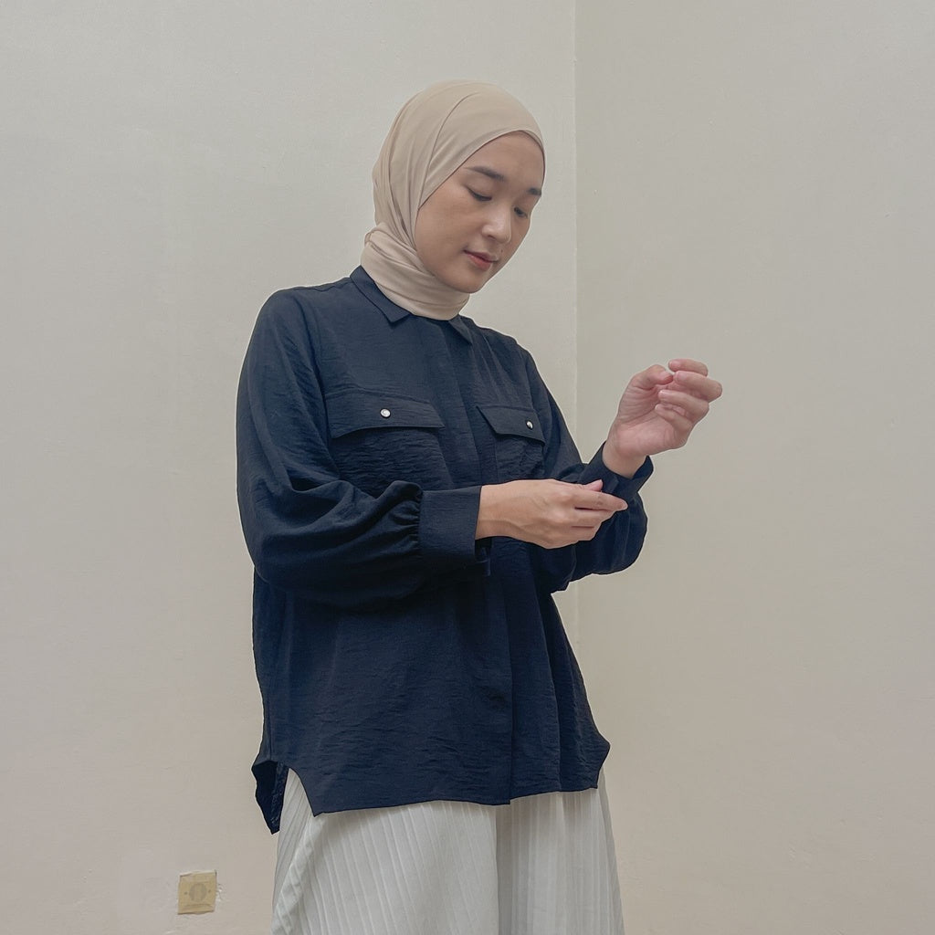 Eclemix Top Niki |Atasan Kemeja Wanita Daily Basic Polos