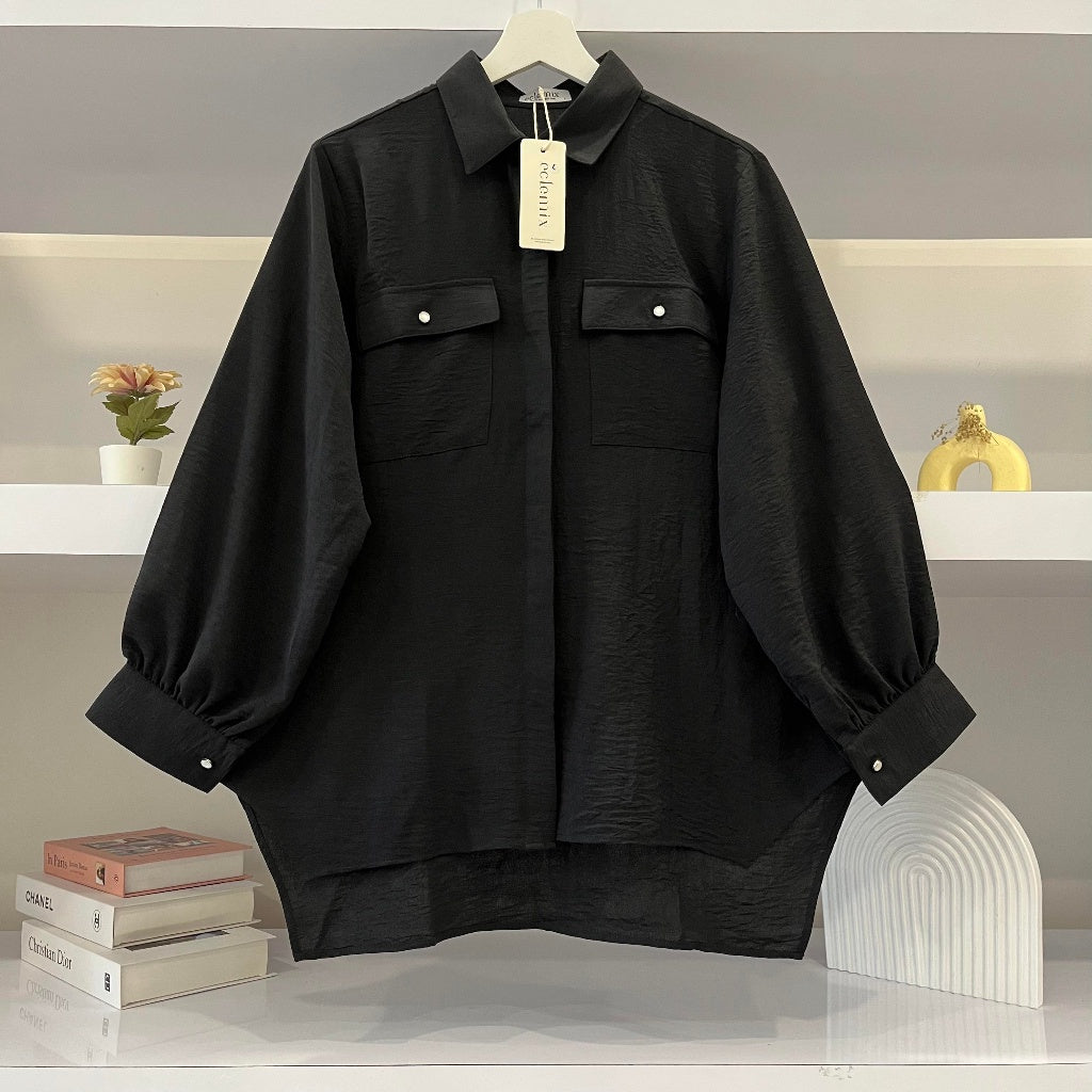Eclemix Top Niki |Atasan Kemeja Wanita Daily Basic Polos