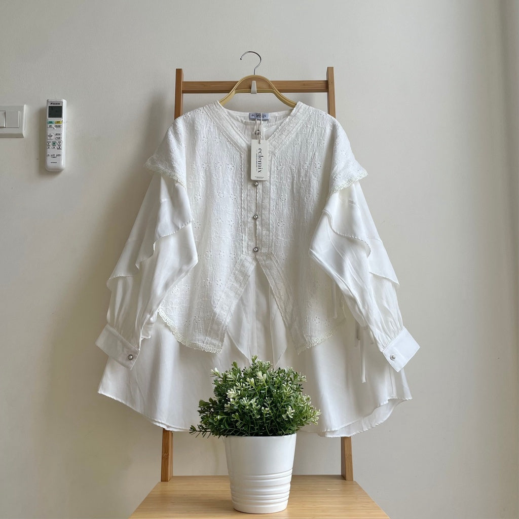 Eclemix Outer Maurin | Vest Brokat Bunga | Outer Panjang Brukat Tanpa Lengan