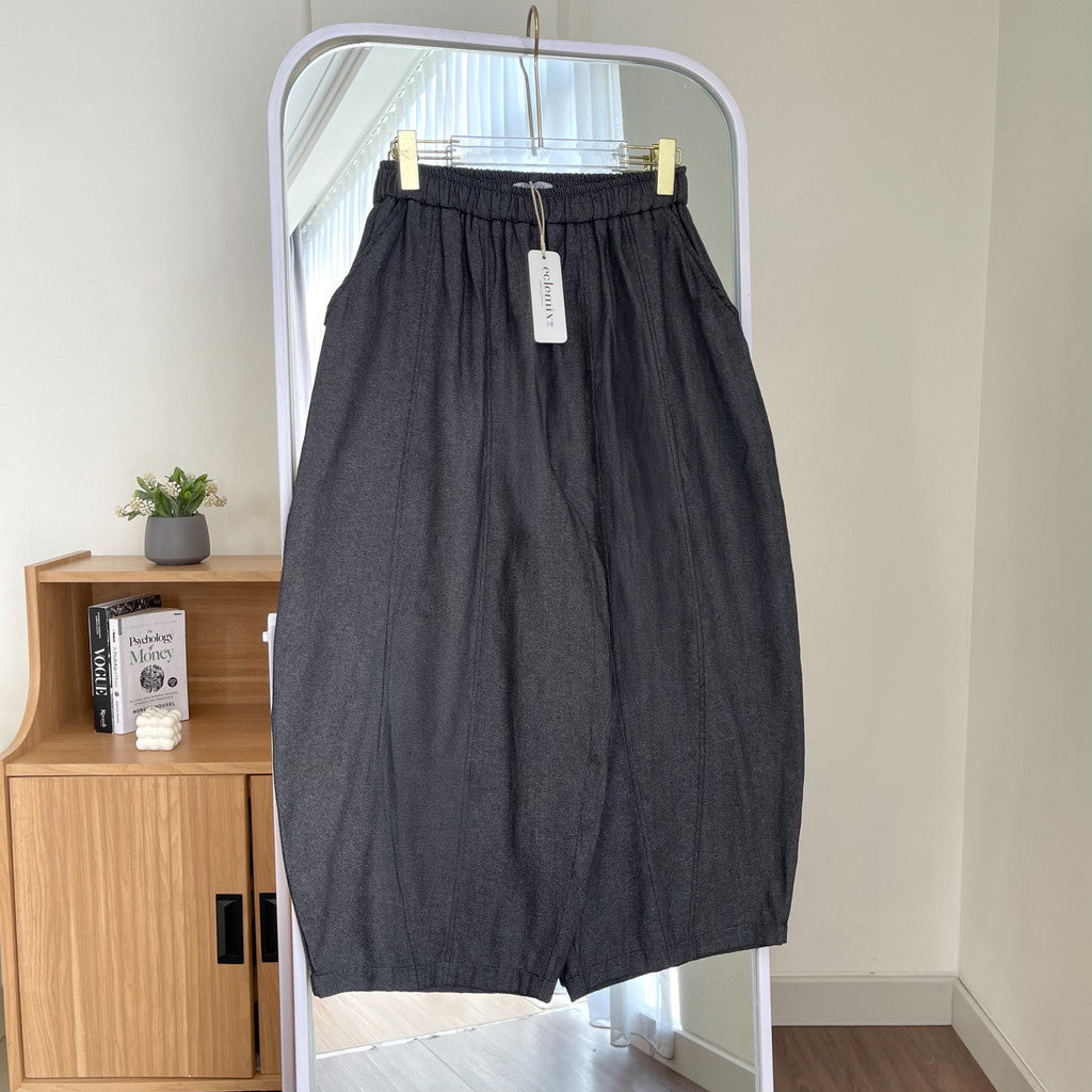 Image of Eclemix Rumi Pants celana panjang barrel wanita detail kerah