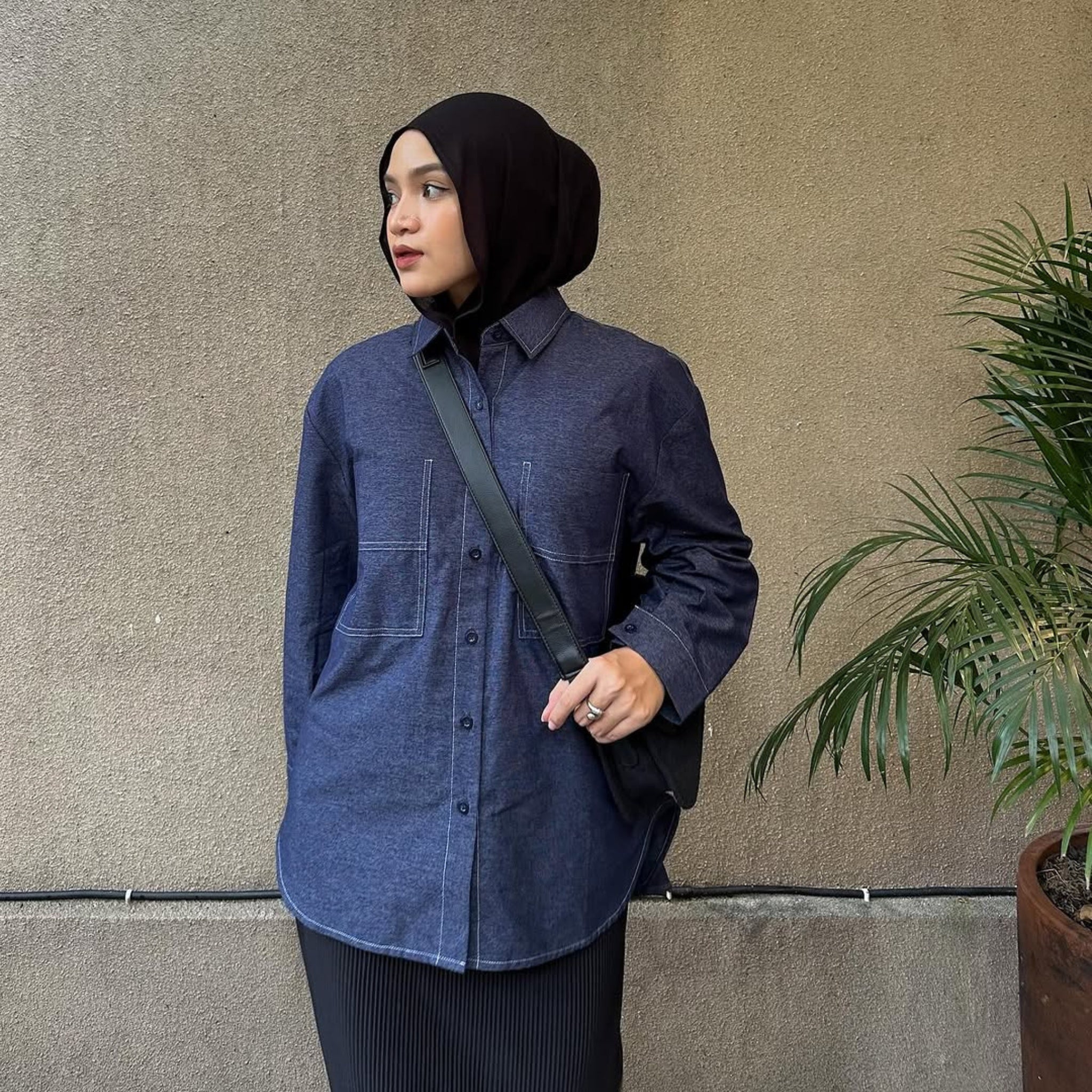 Eclemix Top Sheeka | Atasan Wanita Kemeja Polos Kancing Depan