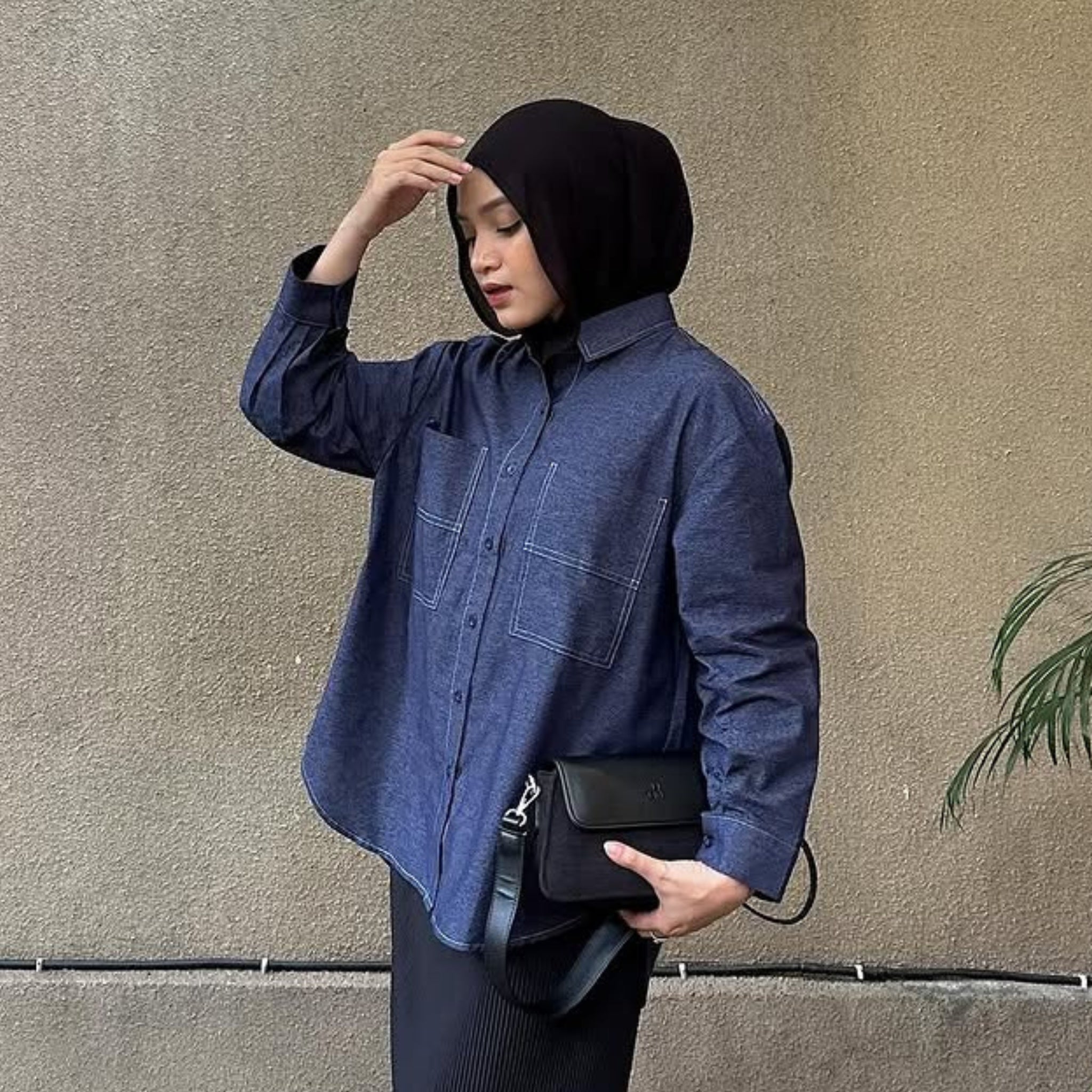 Eclemix Top Sheeka | Atasan Wanita Kemeja Polos Kancing Depan