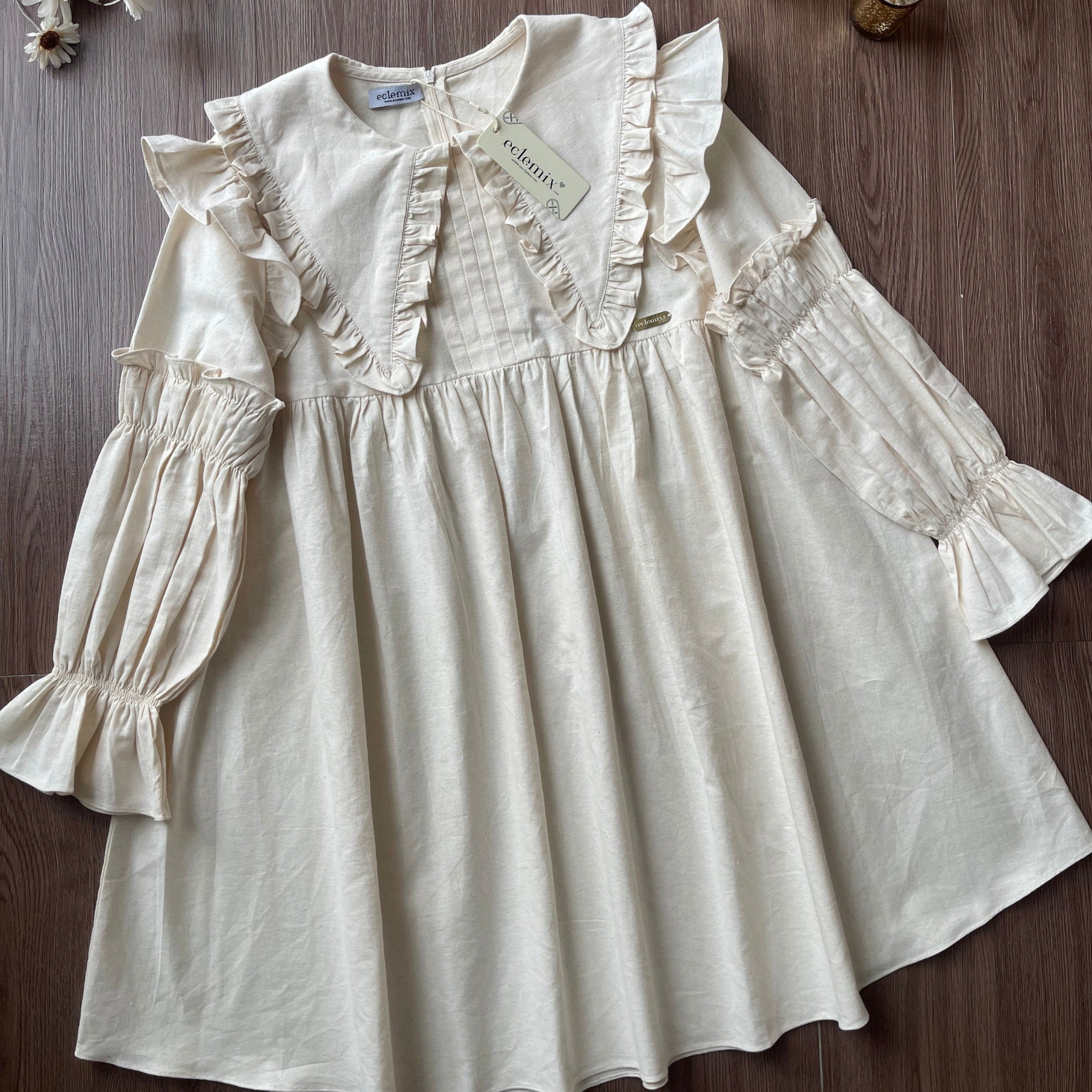 Eclemix Tunic Shinara | Atasan Wanita Tunik Polos Kerah Peterpan