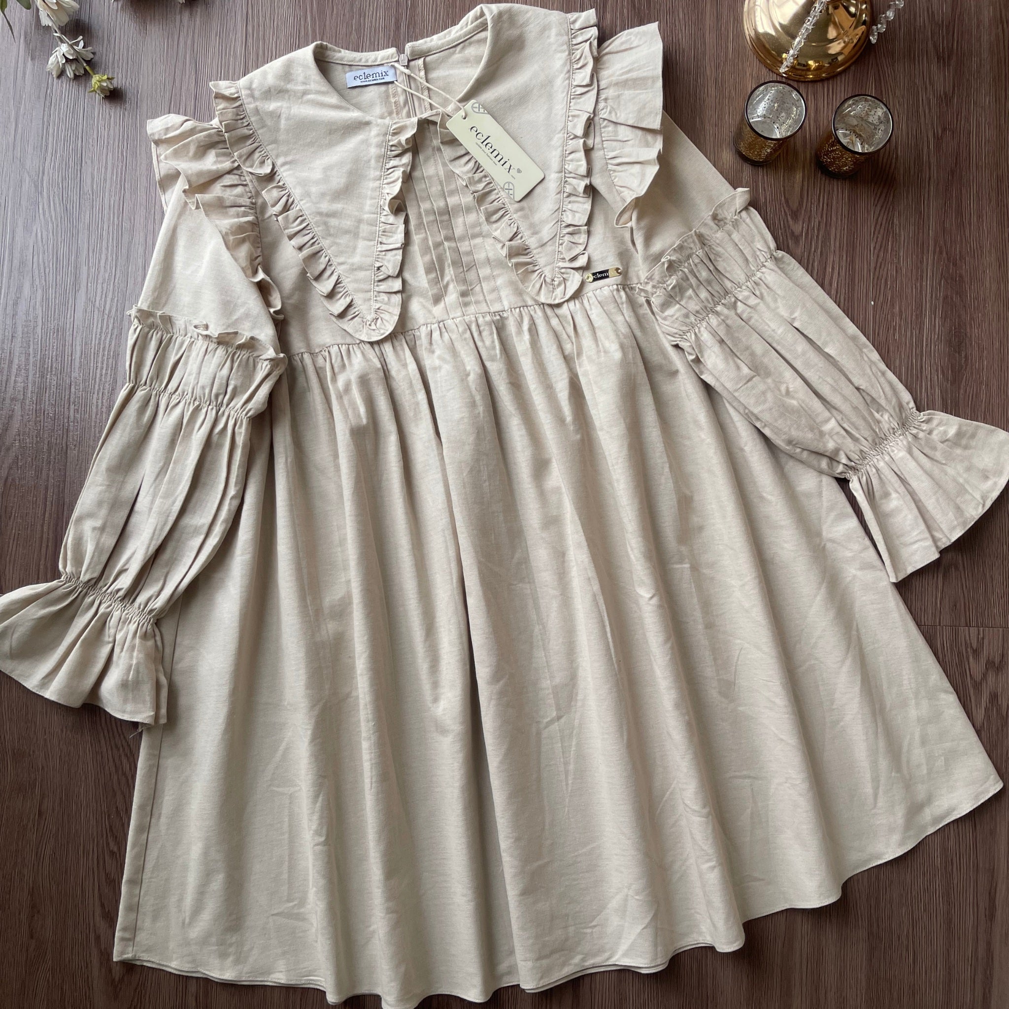 Eclemix Tunic Shinara | Atasan Wanita Tunik Polos Kerah Peterpan