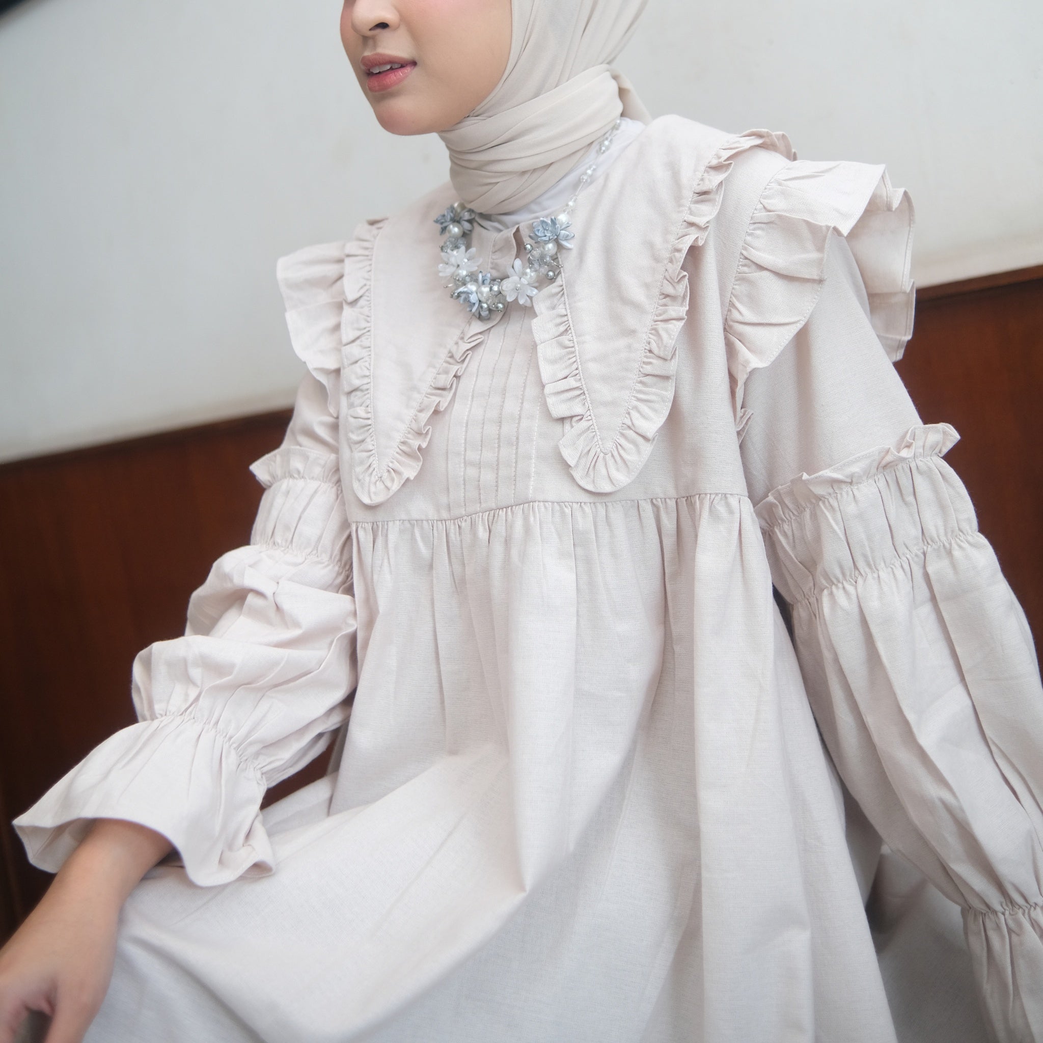 Eclemix Tunic Shinara | Atasan Wanita Tunik Polos Kerah Peterpan