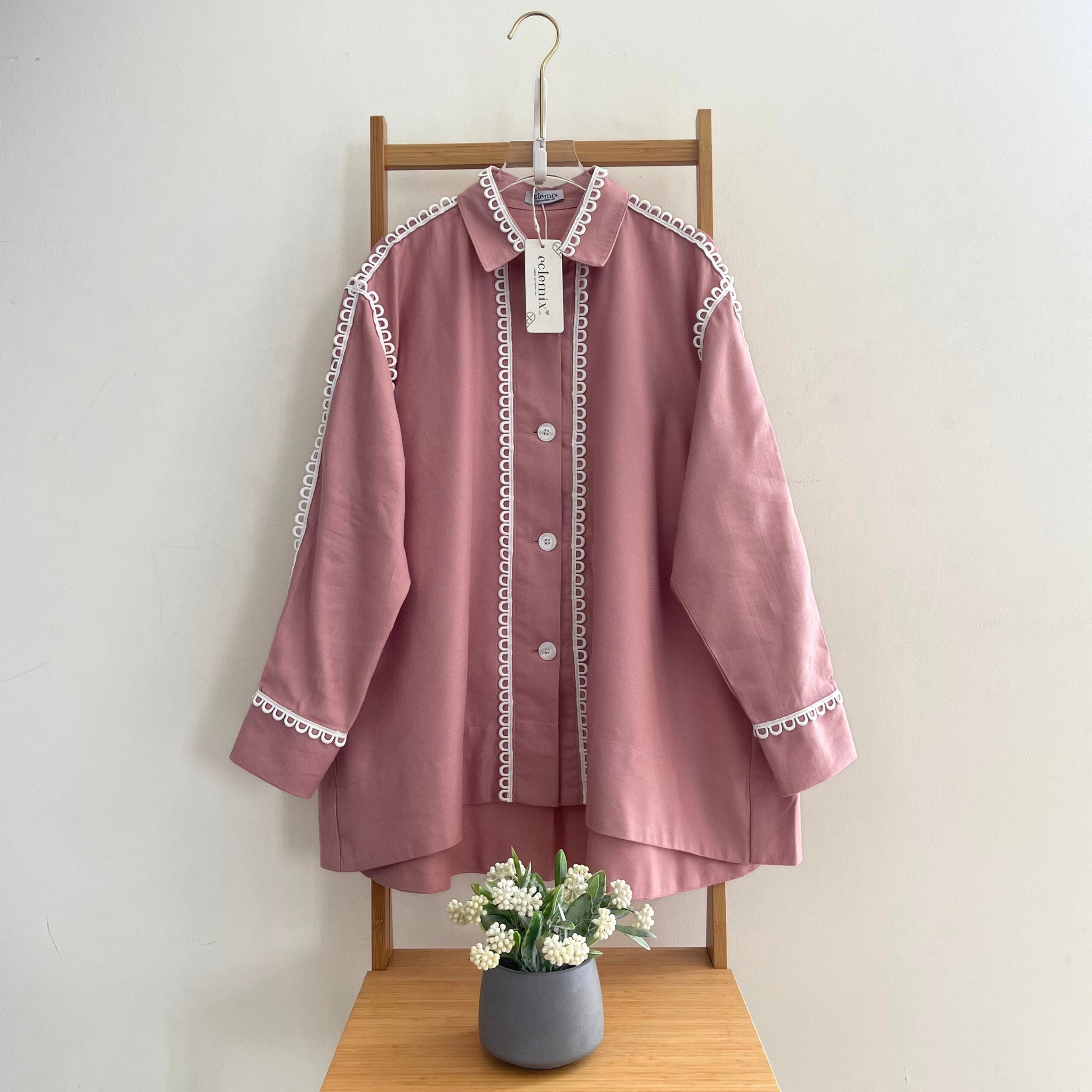 Eclemix Top Sima |Atasan Wanita Kemeja Stripes Daily Loose