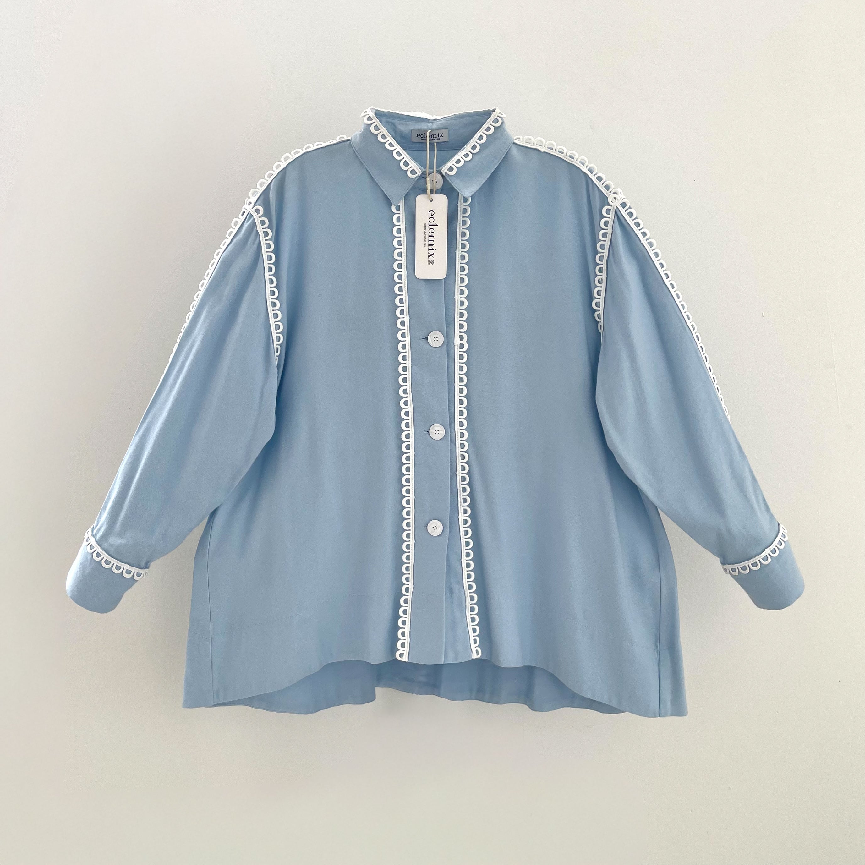 Eclemix Top Sima |Atasan Wanita Kemeja Stripes Daily Loose