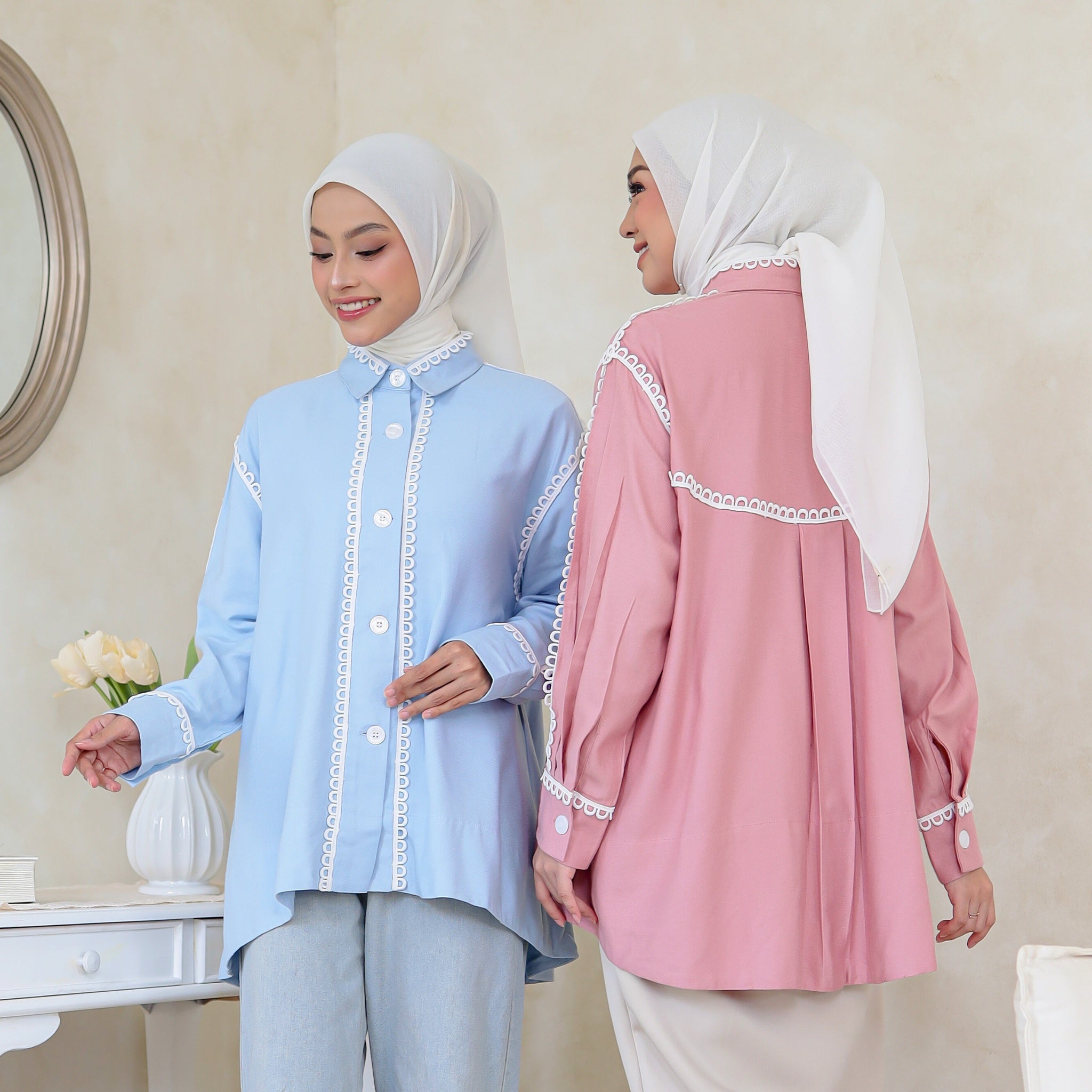 Eclemix Top Sima |Atasan Wanita Kemeja Stripes Daily Loose