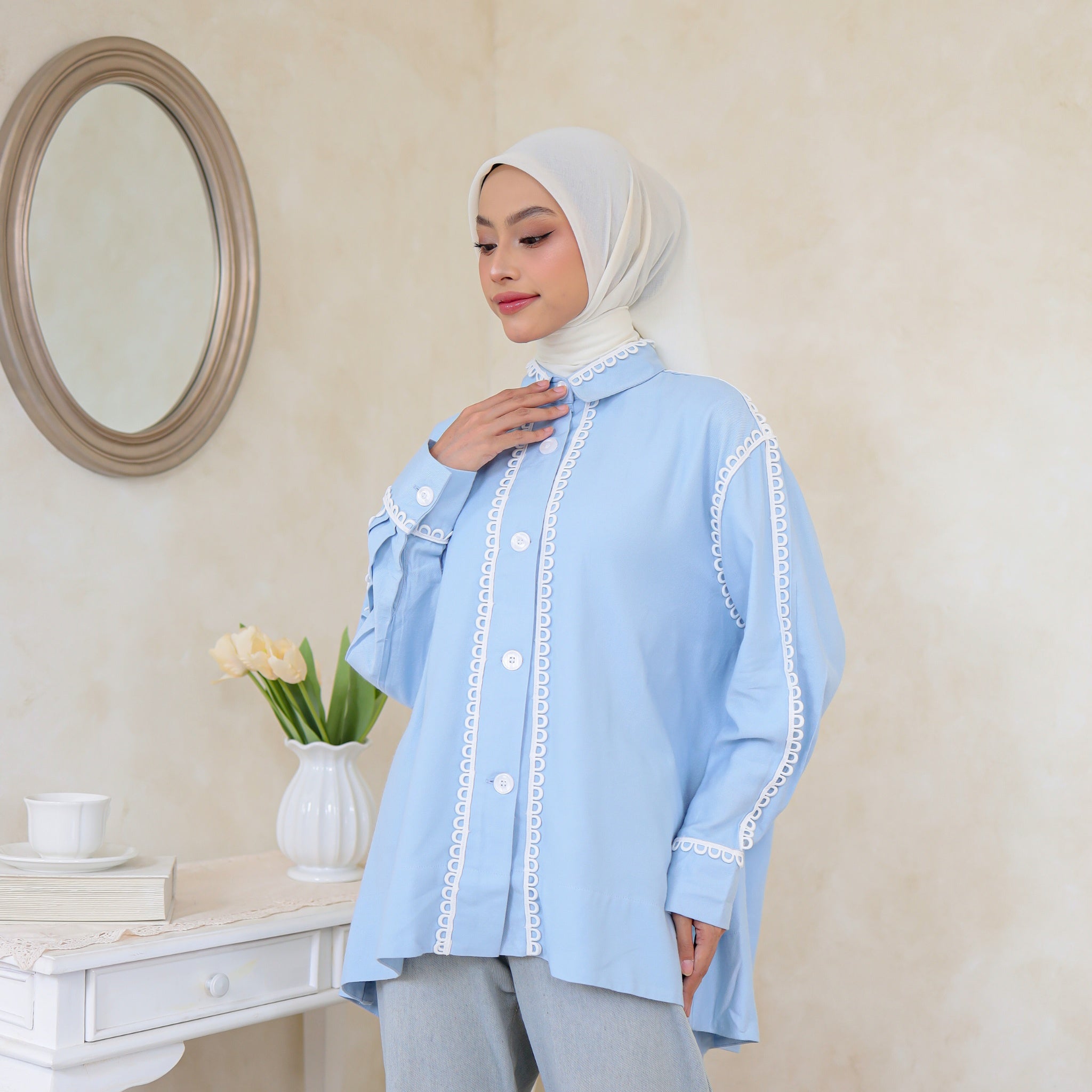 Image of Eclemix Top Sima |Atasan Wanita Kemeja Stripes Daily Loose