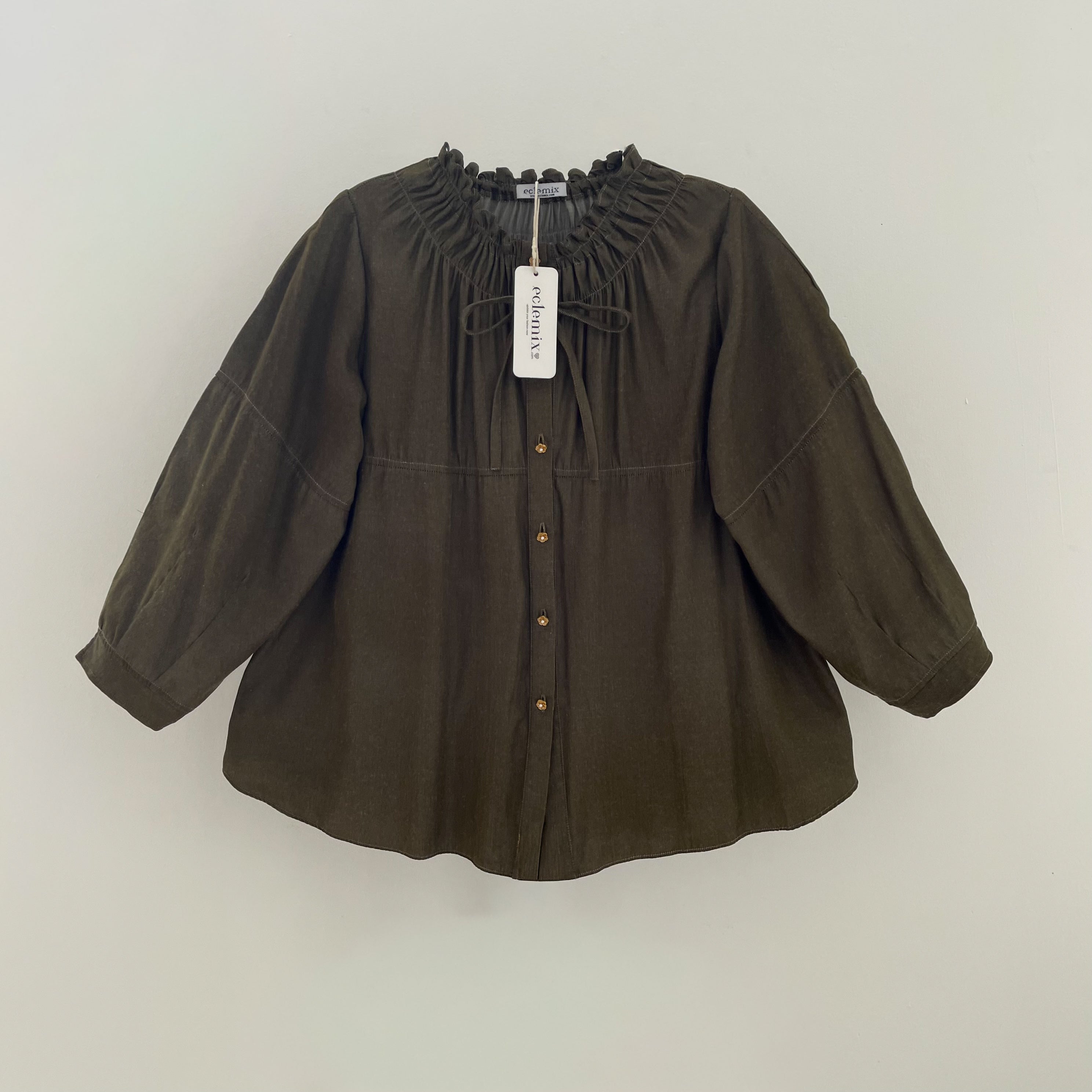 Eclemix Top Unwind | Atasan Wanita Blouse Polos Ruffle Tali