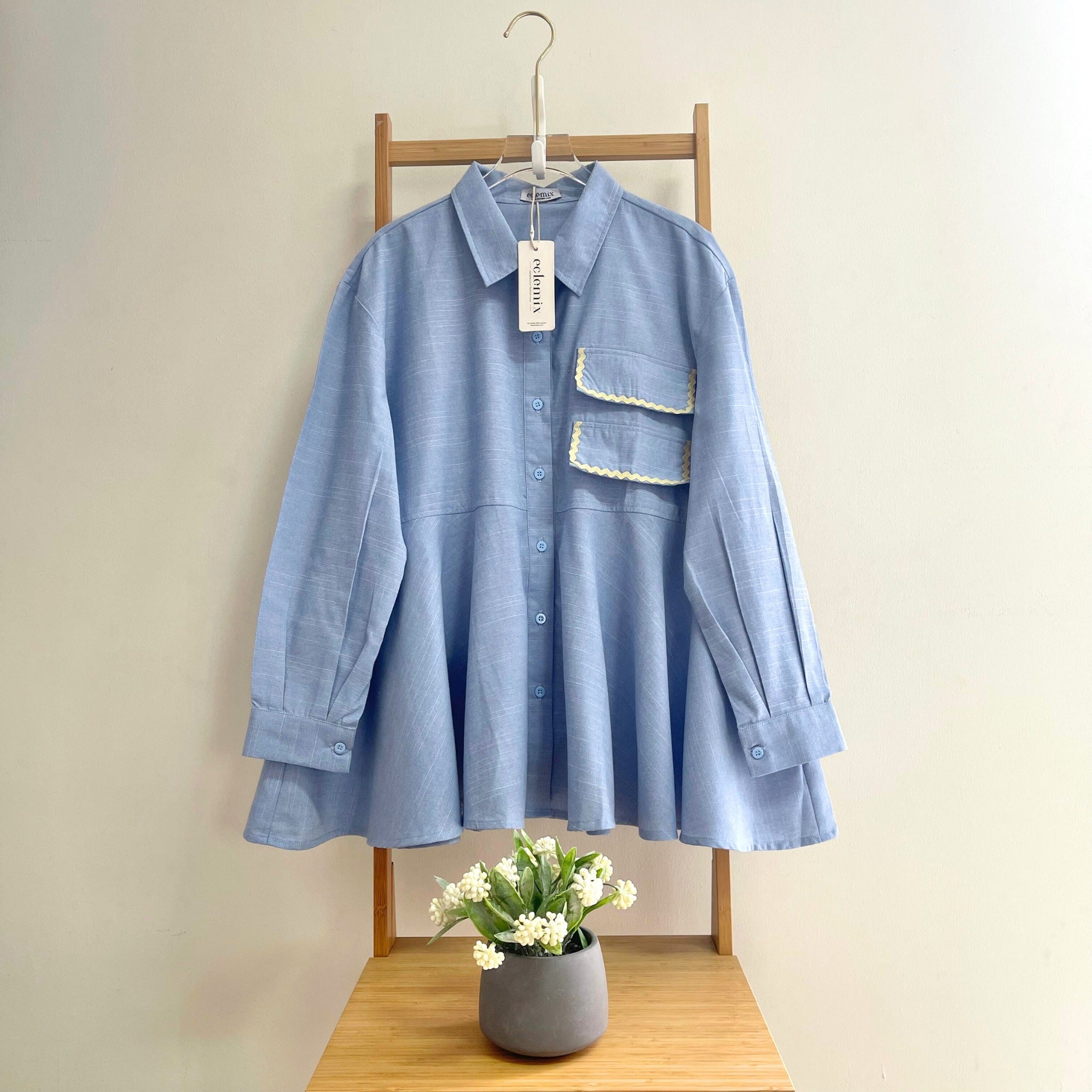 Eclemix Top Yeerin | Atasan Wanita Blouse Kancing Depan