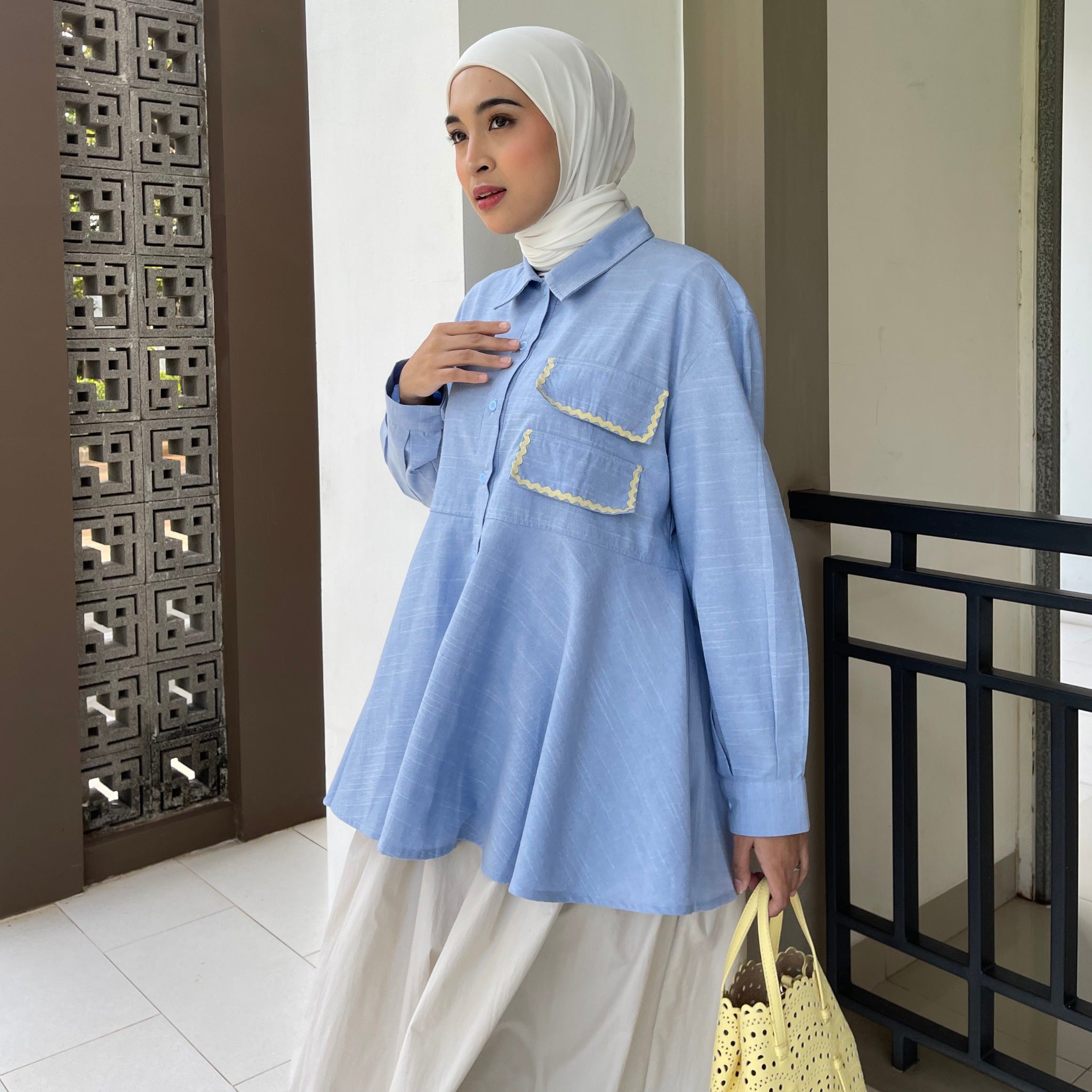 Eclemix Top Yeerin | Atasan Wanita Blouse Kancing Depan