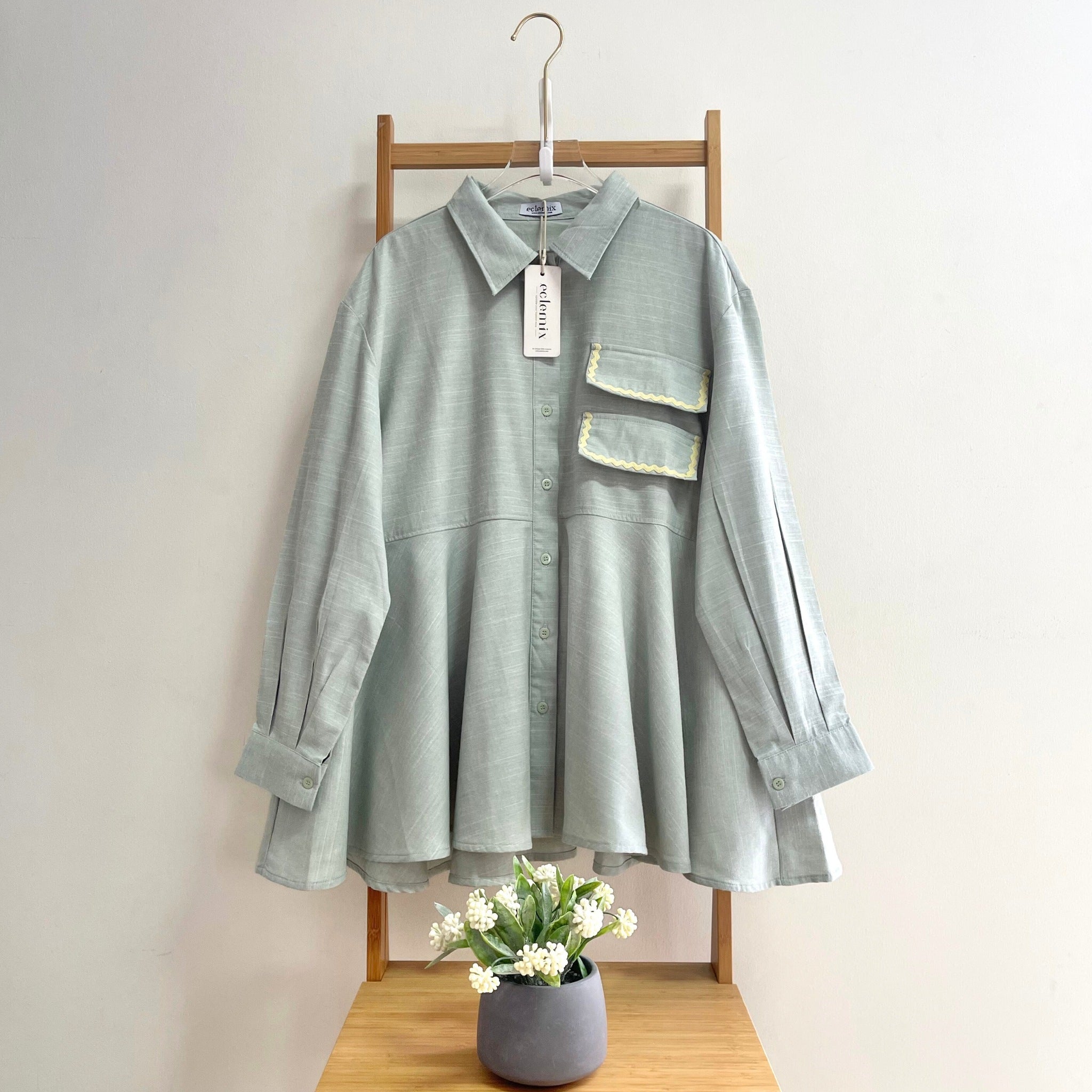Eclemix Top Yeerin | Atasan Wanita Blouse Kancing Depan