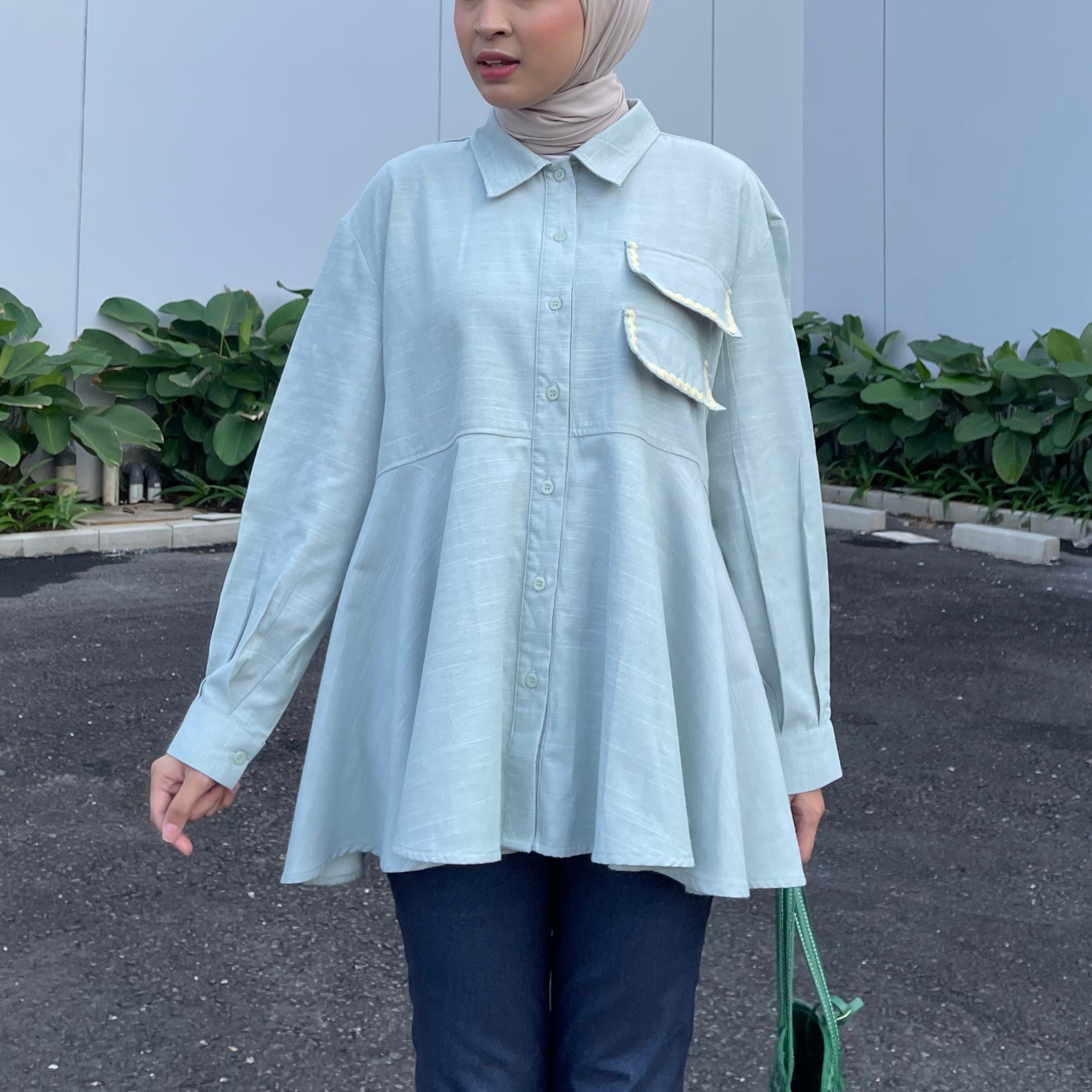 Eclemix Top Yeerin | Atasan Wanita Blouse Kancing Depan