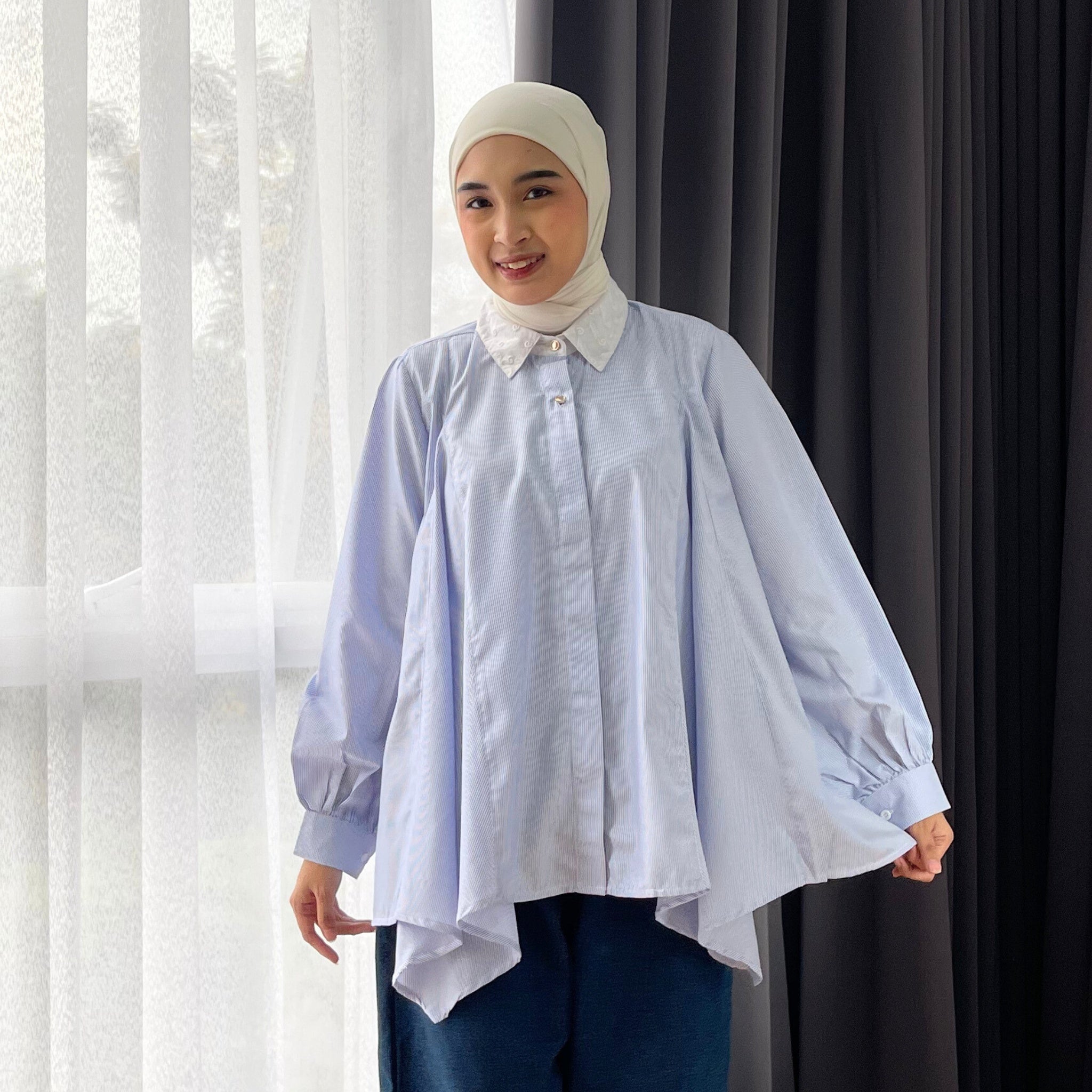 Image of Eclemix Top Yoon | Atasan Wanita Kemeja Blouse Motif Stripe