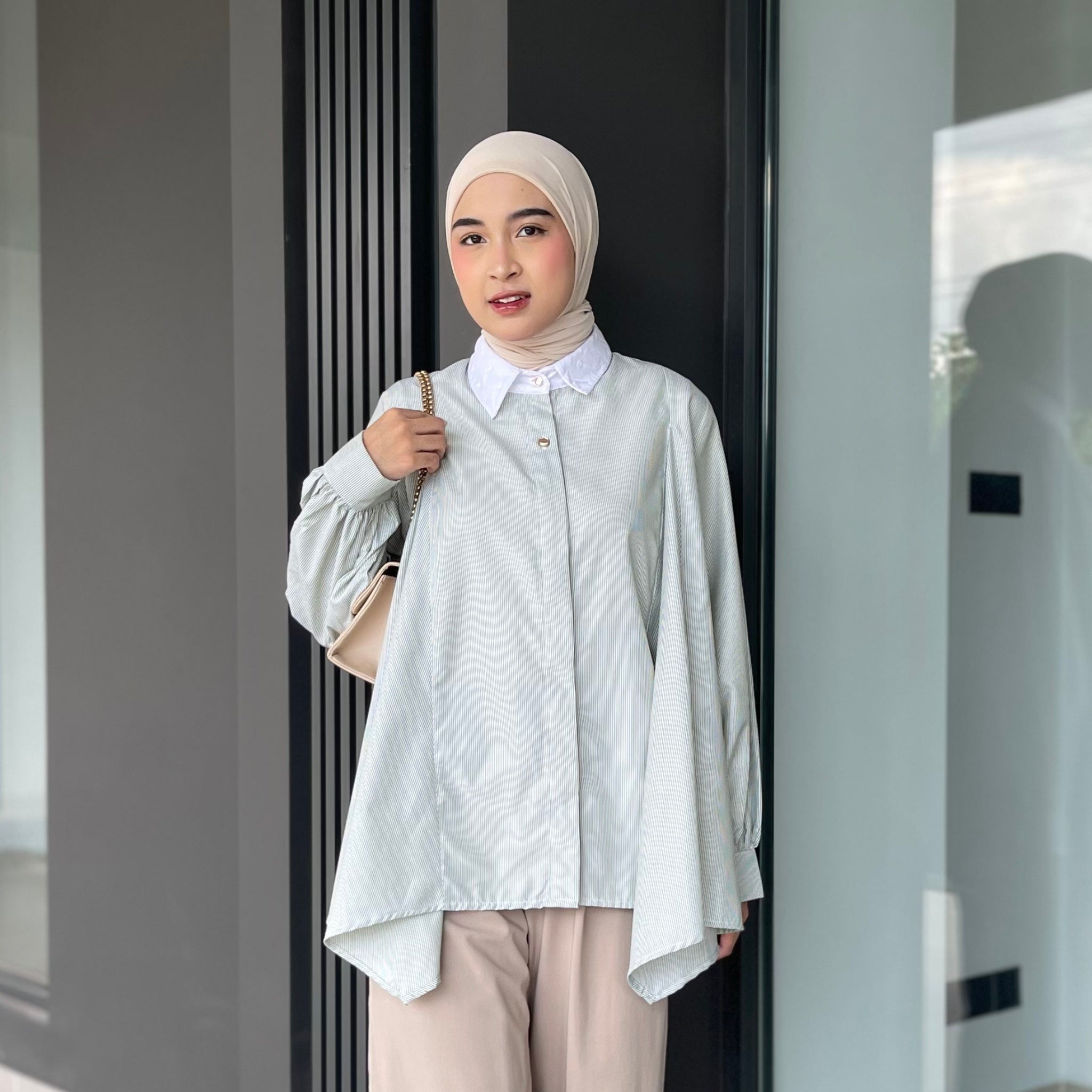 Image of Eclemix Top Yoon | Atasan Wanita Kemeja Blouse Motif Stripe