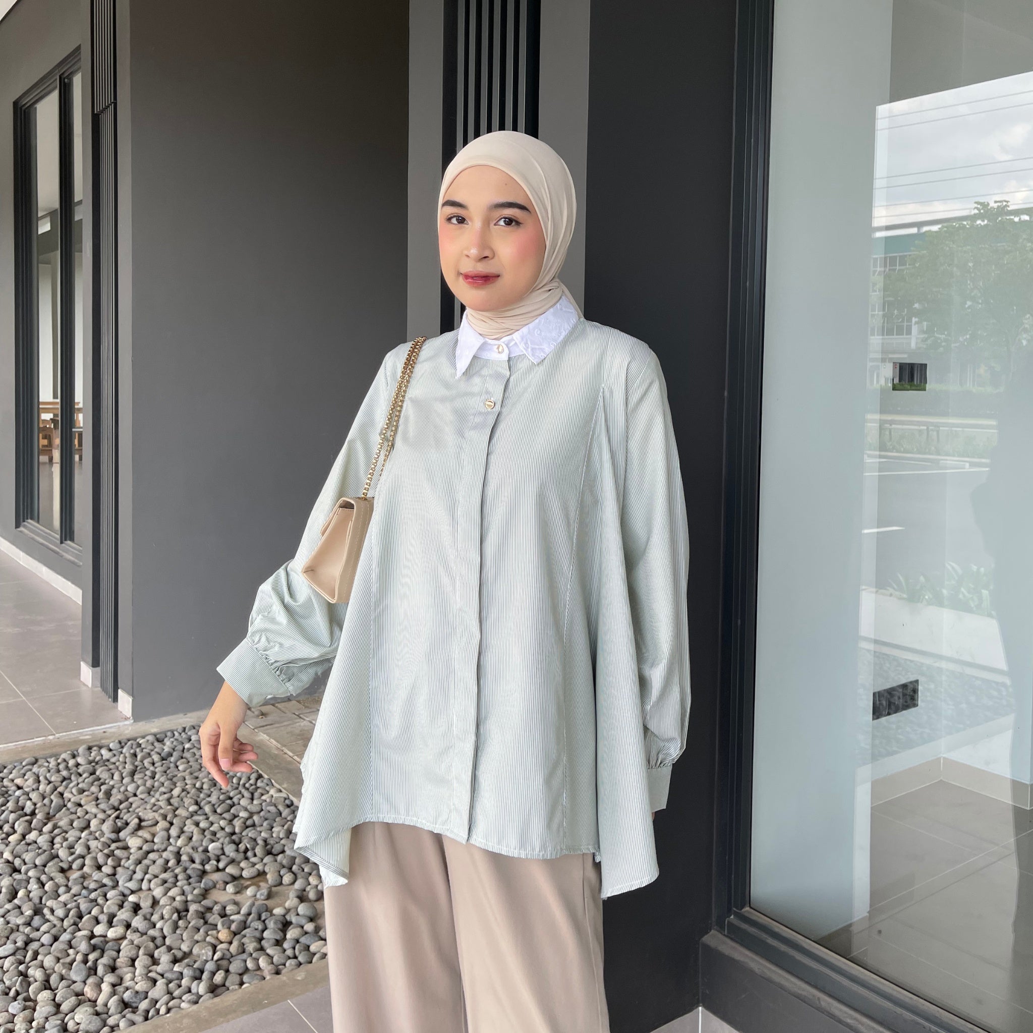 Image of Eclemix Top Yoon | Atasan Wanita Kemeja Blouse Motif Stripe