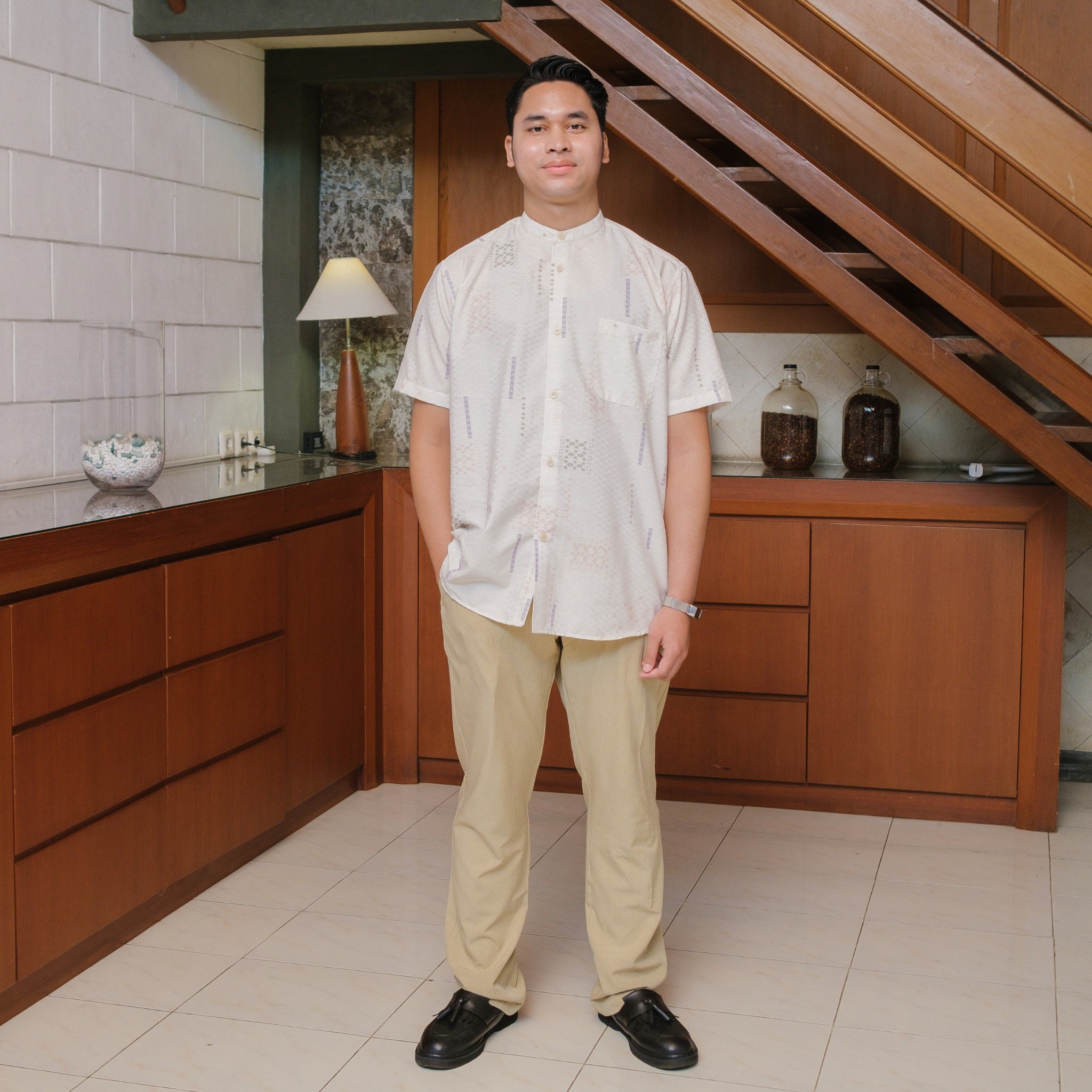 Image of Eclemix Men Top Yukari | Kemeja Koko Printing Pria Lengan Pendek