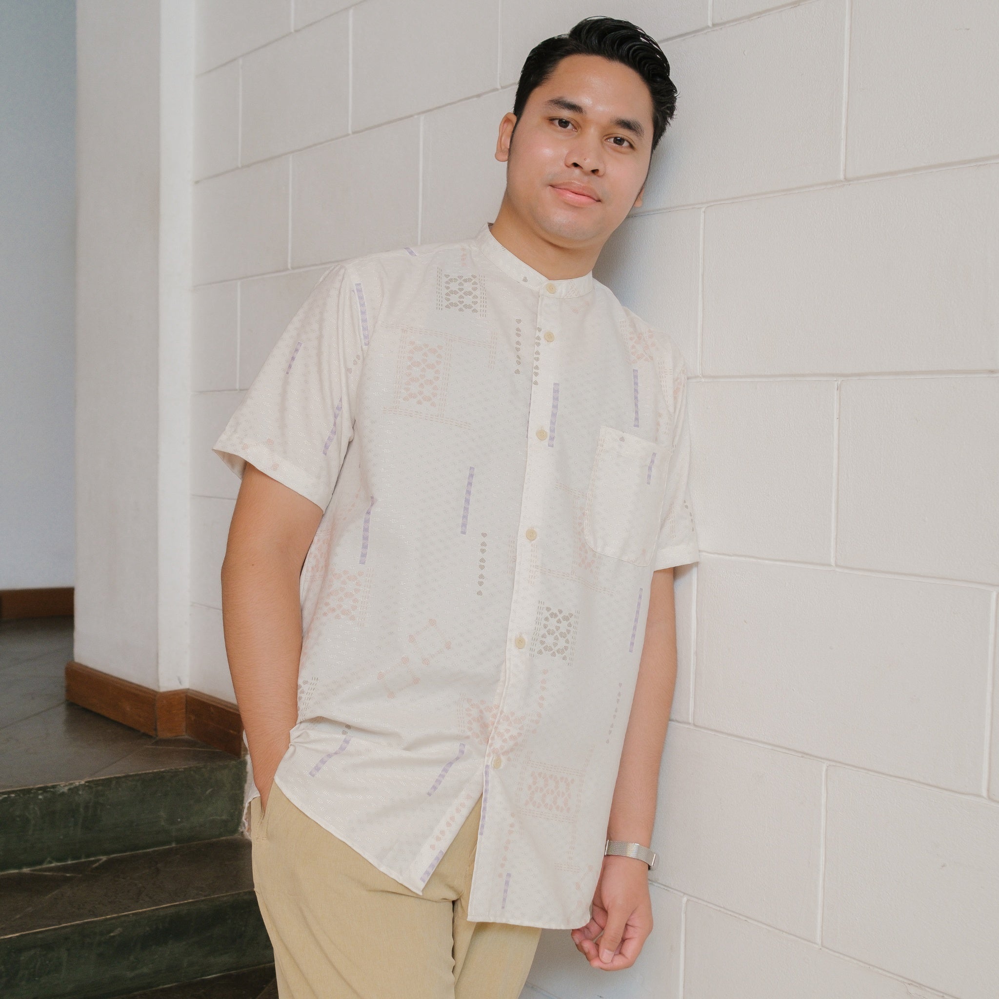 Image of Eclemix Men Top Yukari | Kemeja Koko Printing Pria Lengan Pendek