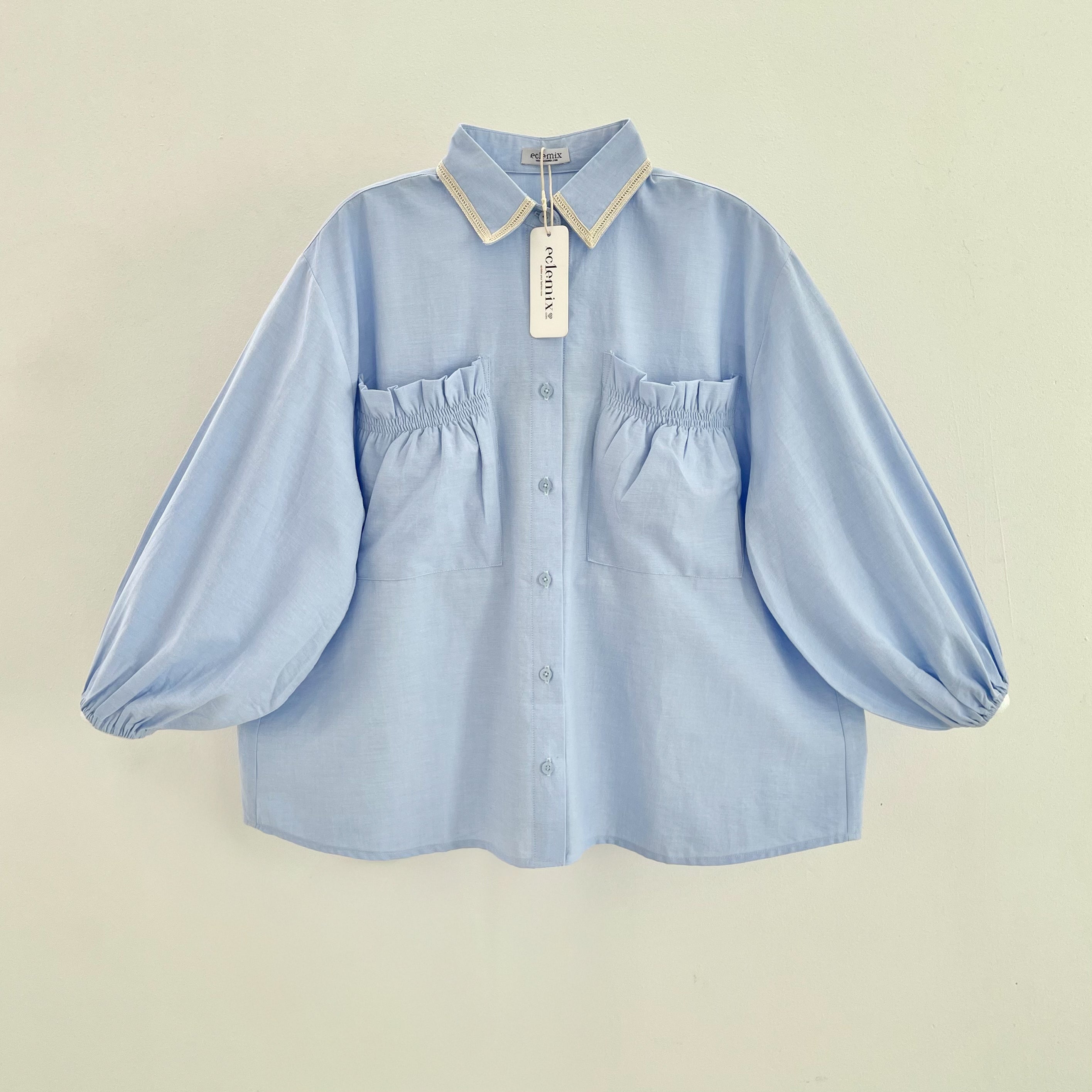 Image of Eclemix Top Yumana | Atasan Wanita Kemeja Daily Basic Saku Loose