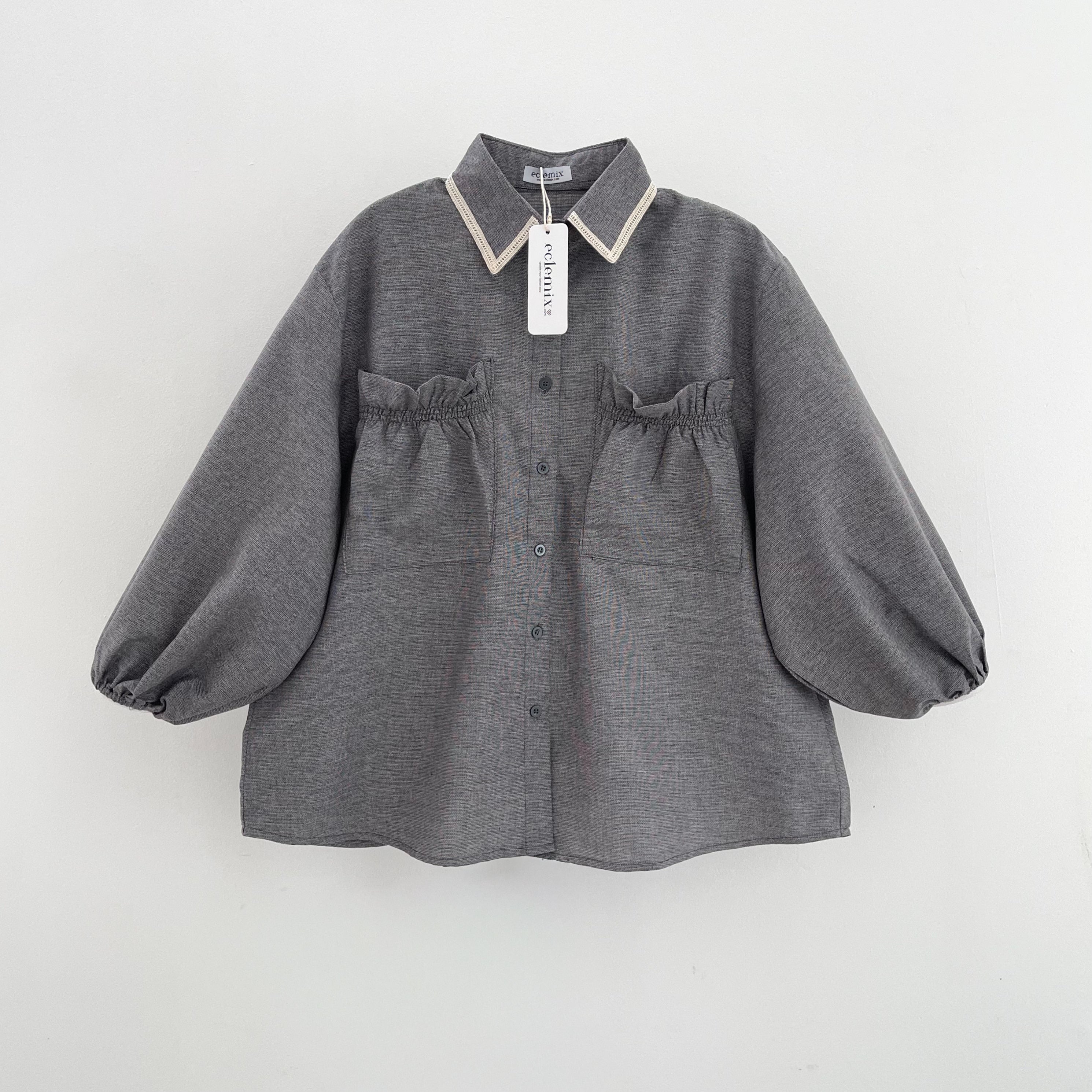 Image of Eclemix Top Yumana | Atasan Wanita Kemeja Daily Basic Saku Loose