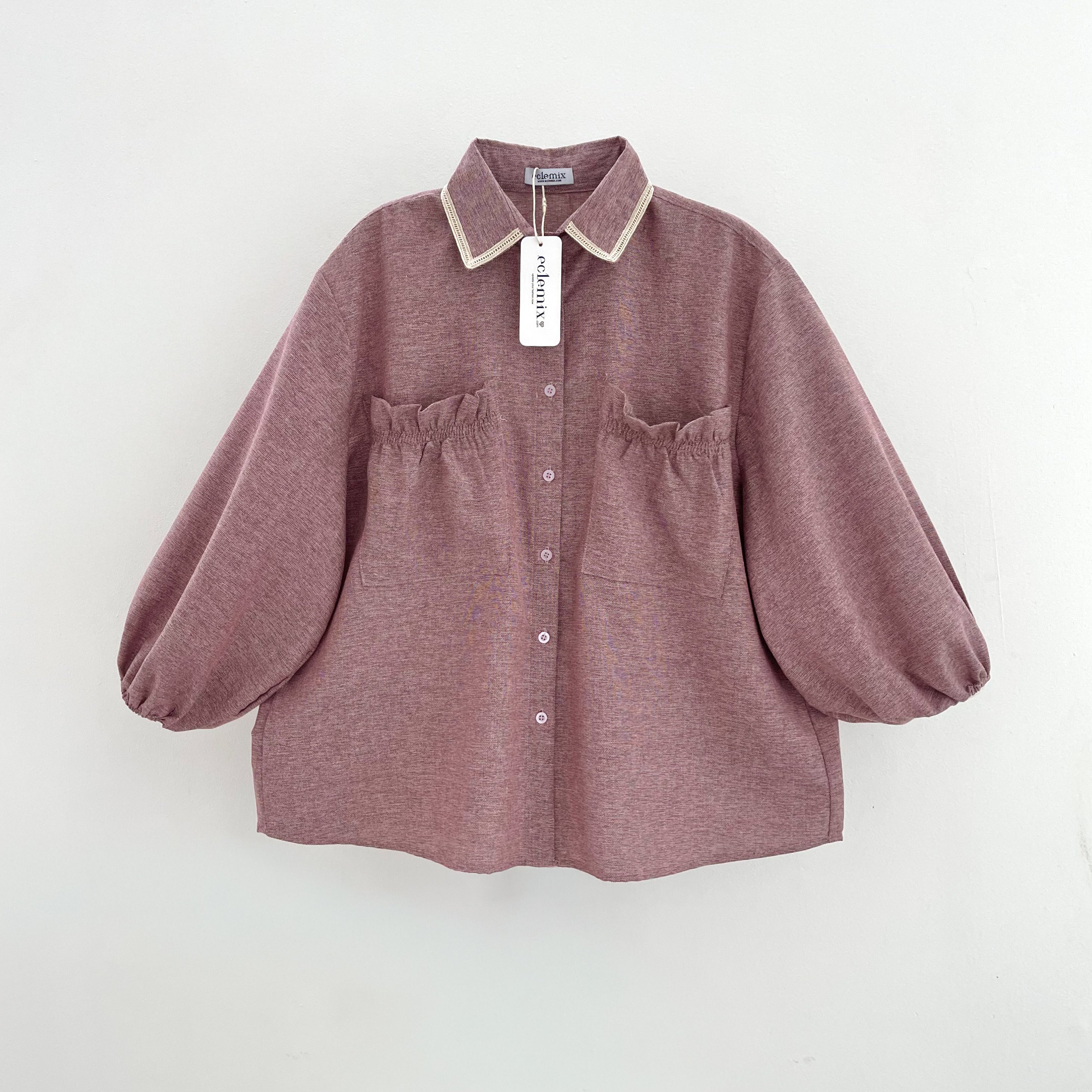 Image of Eclemix Top Yumana | Atasan Wanita Kemeja Daily Basic Saku Loose
