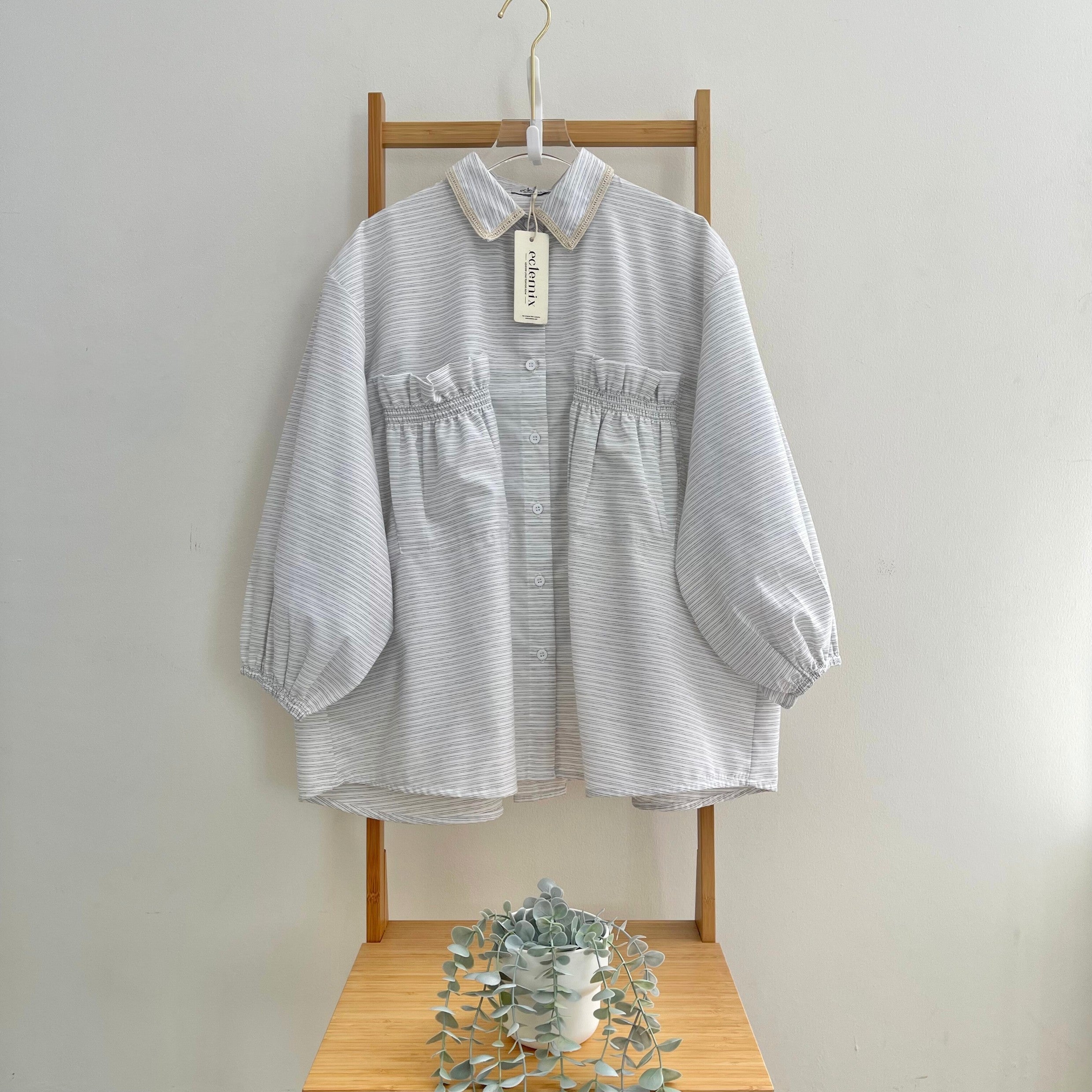 Eclemix Top Yumana | Atasan Wanita Kemeja Daily Basic Saku Loose